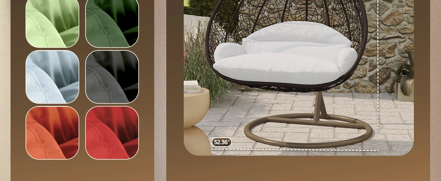 Recluse Collection Modern Outdoor Swing Chair Brown Frame with ES57 White Cushion