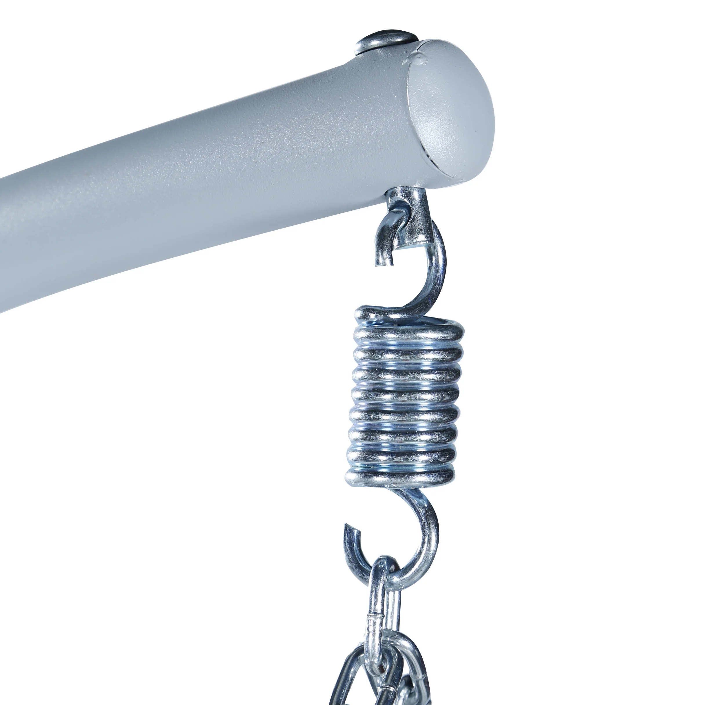 Recluse Collection Modern Outdoor Swing Chair Grey Frame with Black Cushions