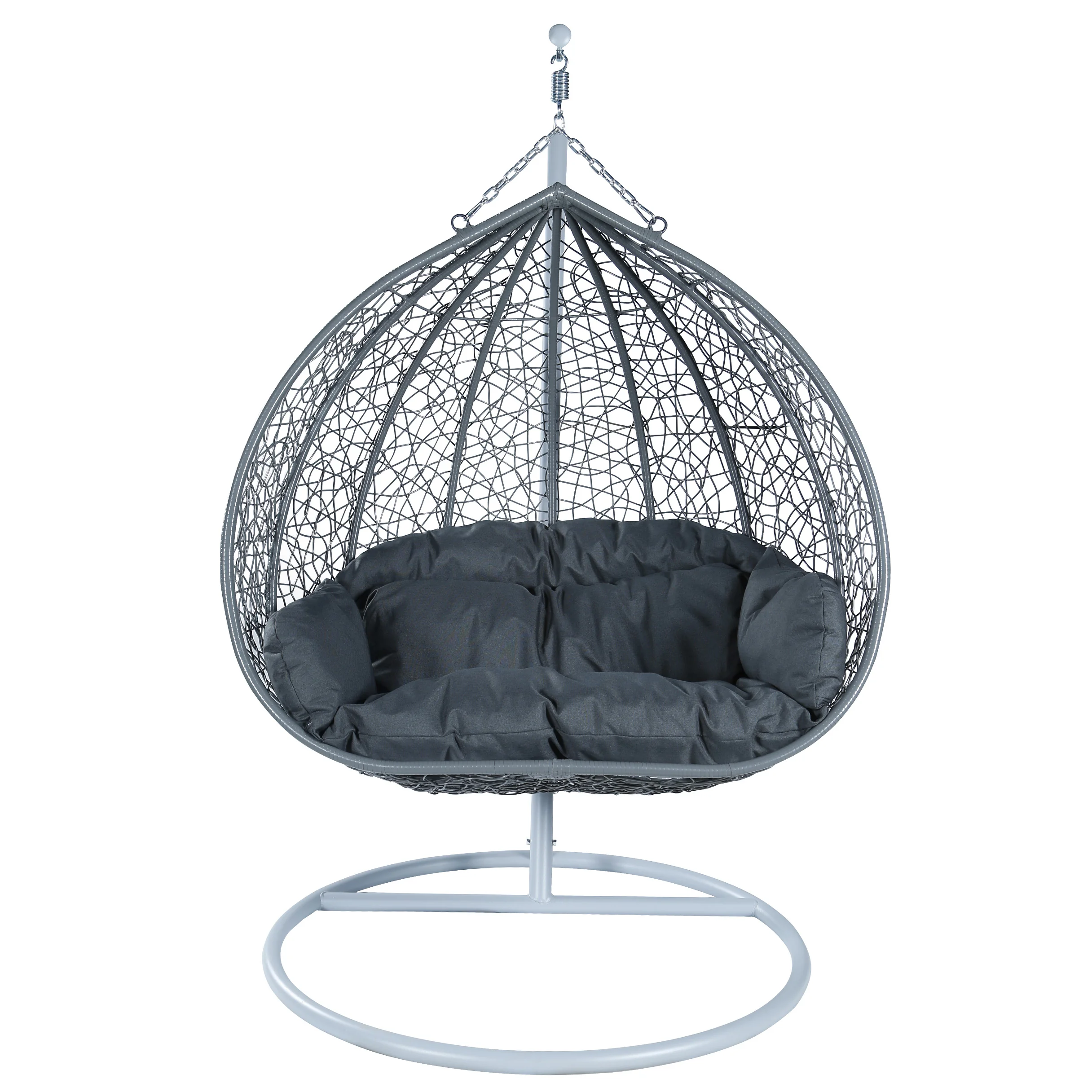 Recluse Collection Modern Outdoor Swing Chair Grey Frame with Dark Grey Cushions
