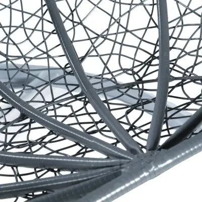 Recluse Collection Modern Outdoor Swing Chair Grey Frame with Dark Grey Cushions