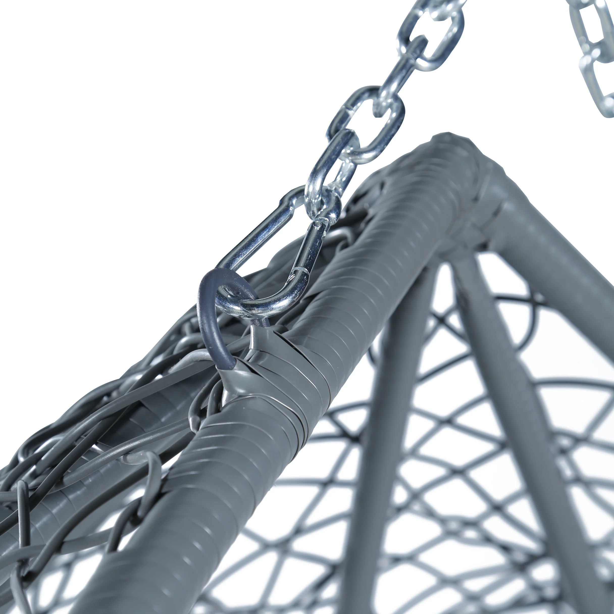 Recluse Collection Modern Outdoor Swing Chair Grey Frame with Light Grey Cushions