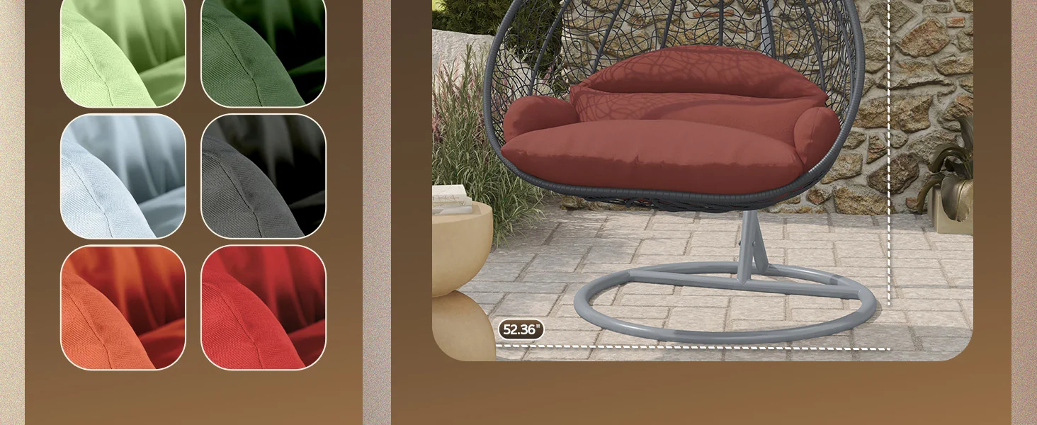 Recluse Collection Modern Outdoor Swing Chair Grey Frame with ES57 Dark Orange Cushion