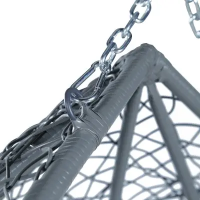 Recluse Collection Modern Outdoor Swing Chair Grey Frame with ES57 Dark Orange Cushion