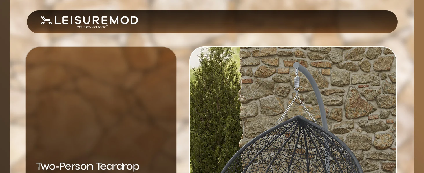 Recluse Collection Modern Outdoor Swing Chair Grey Frame with ES57 Light Green Cushion