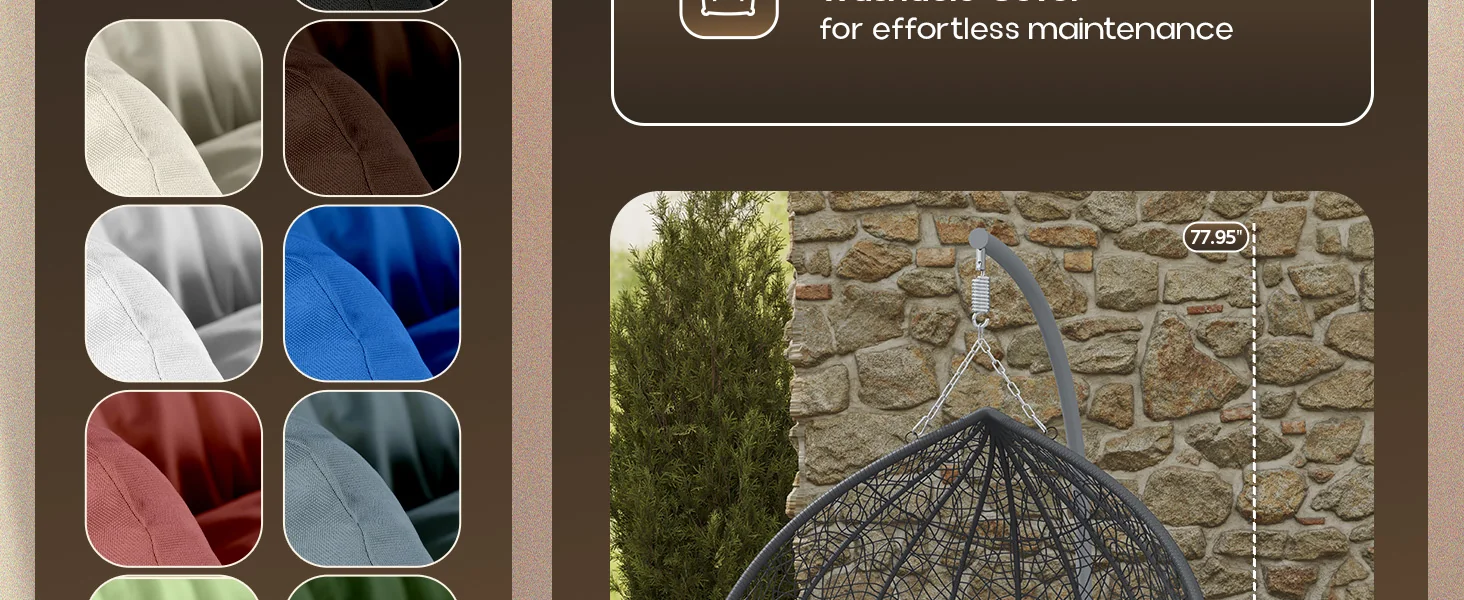 Recluse Collection Modern Outdoor Swing Chair Grey Frame with ES57 Light Green Cushion