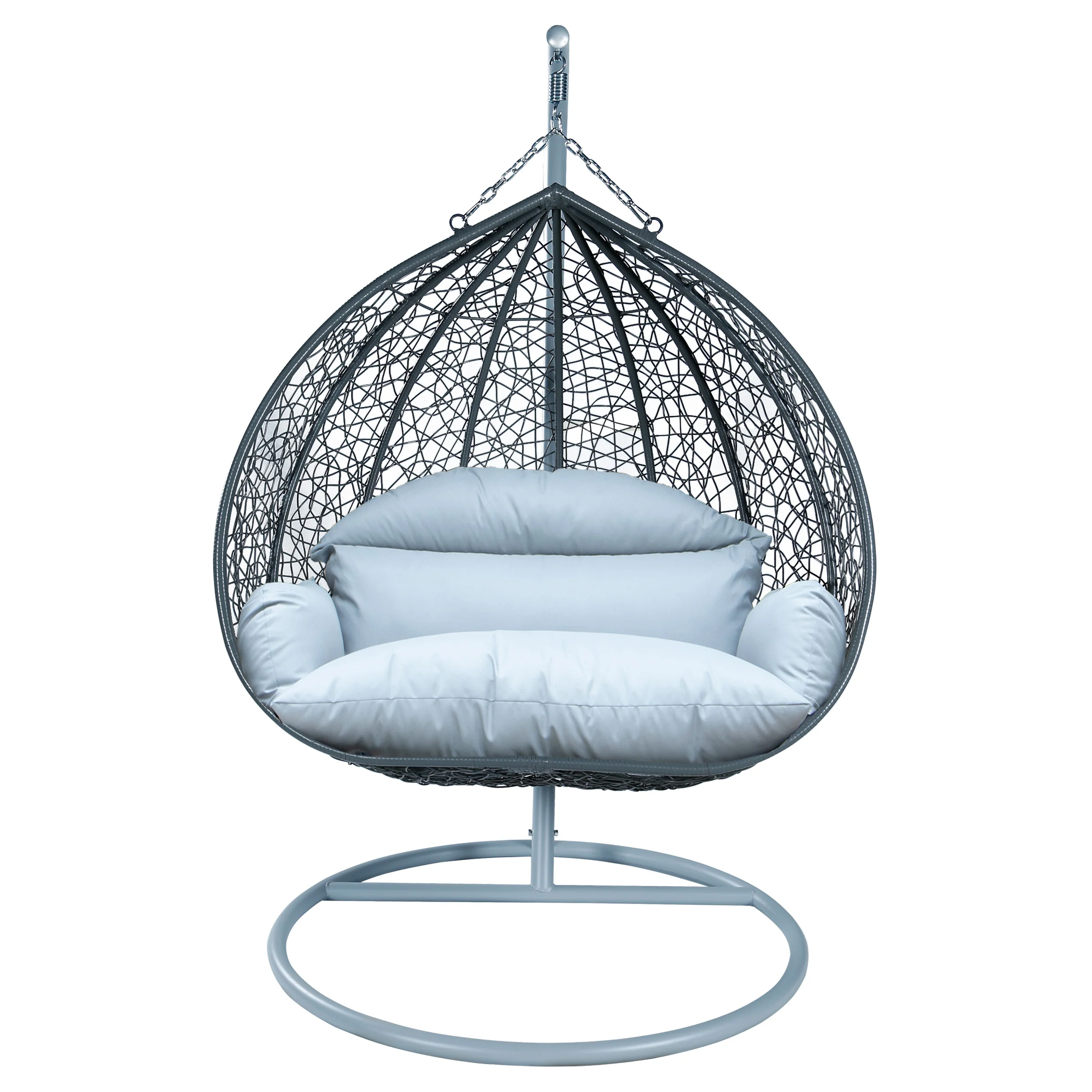 Recluse Collection Modern Outdoor Swing Chair Grey Frame with ES57 Light Grey Cushion