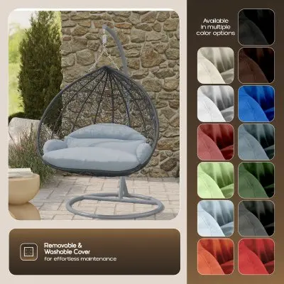 Recluse Collection Modern Outdoor Swing Chair Grey Frame with ES57 Light Grey Cushion