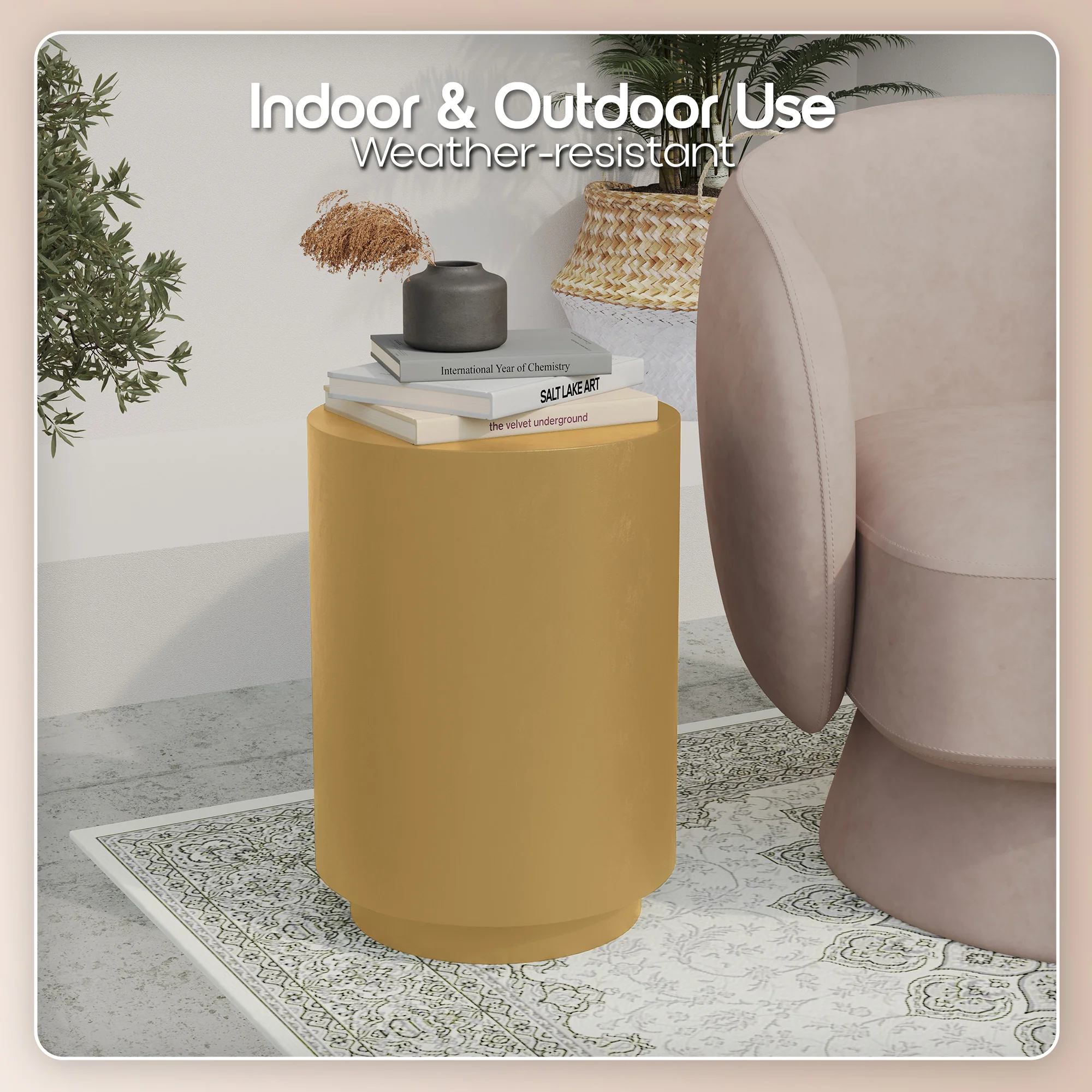 Modern Side End Table Ramble Series In Beige