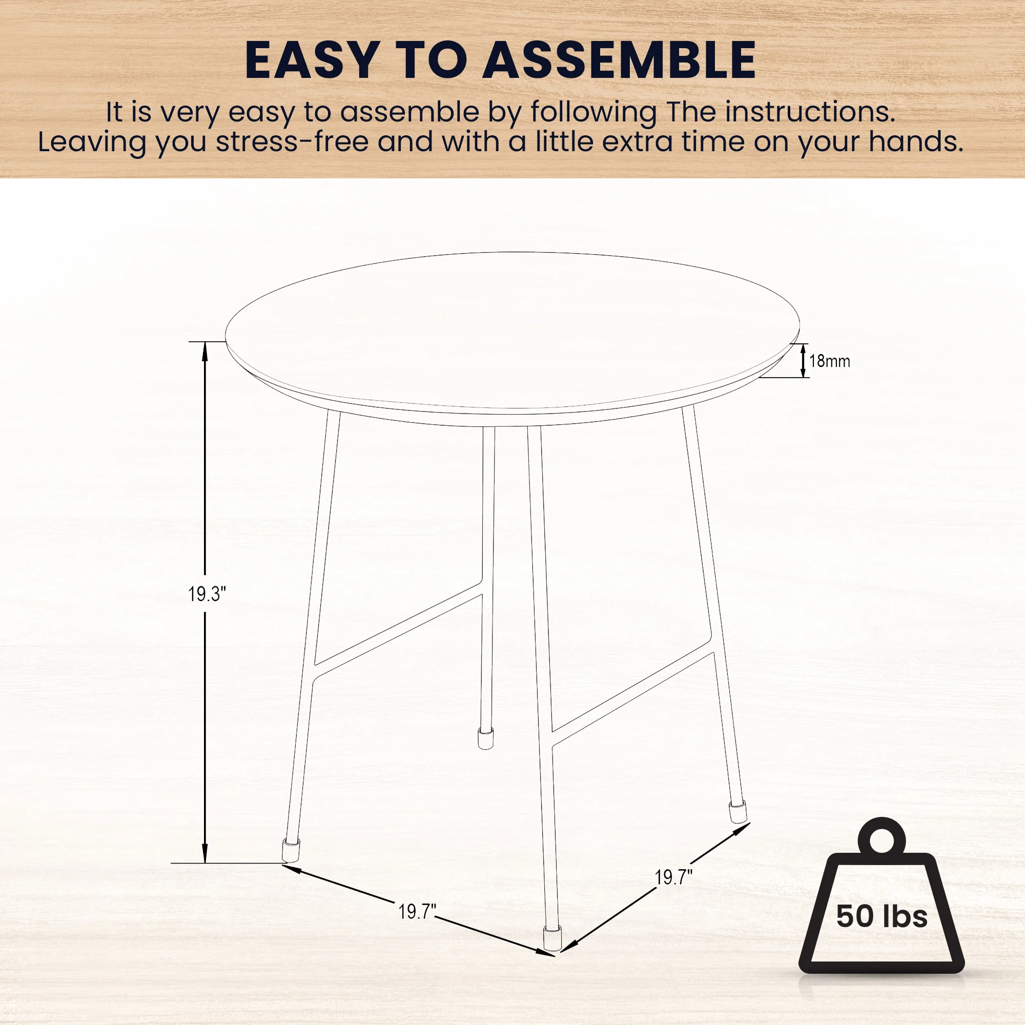 Rossmore Mid Century Modern Round Side Table With White Steel Frame
