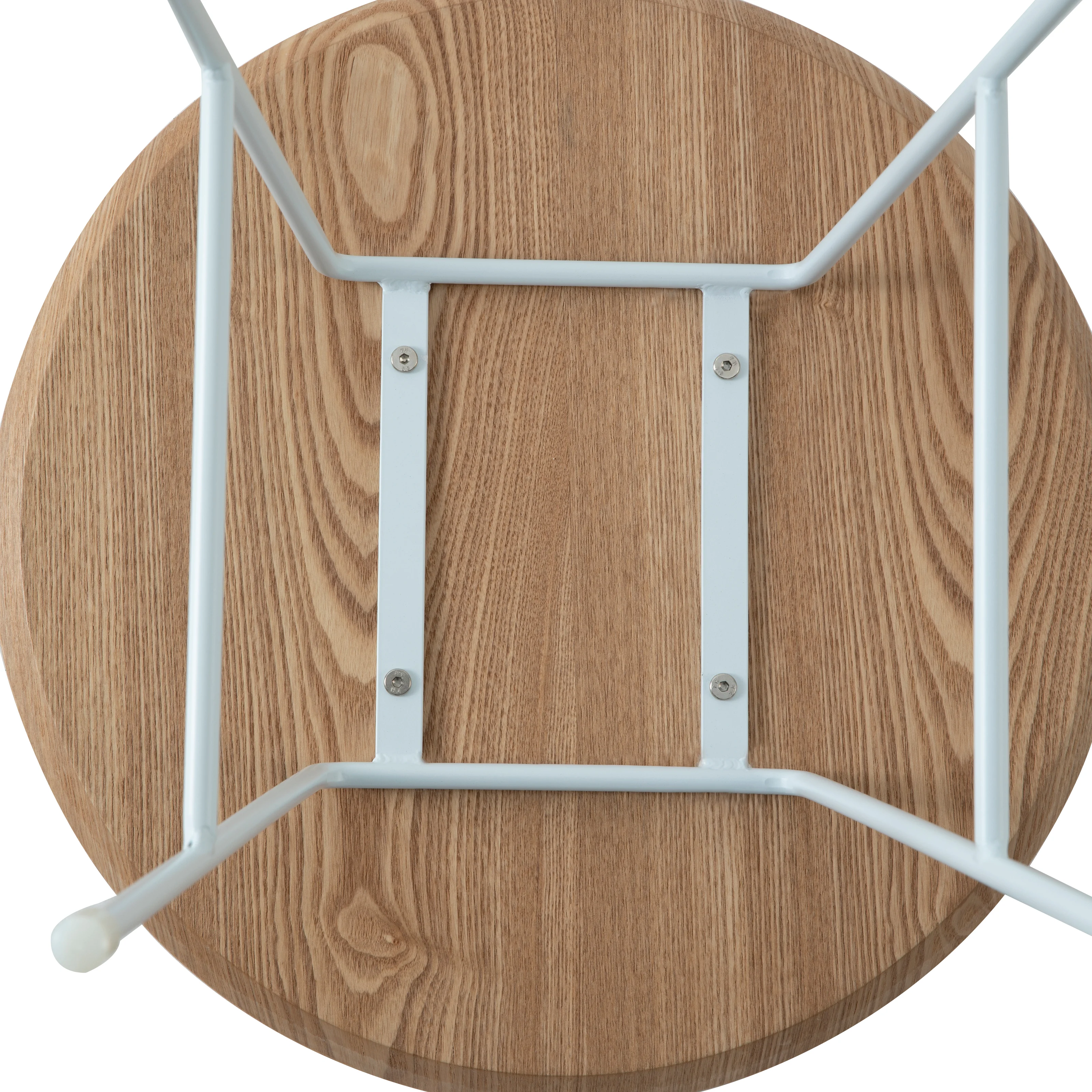 Rossmore Mid Century Modern Round Side Table With White Steel Frame