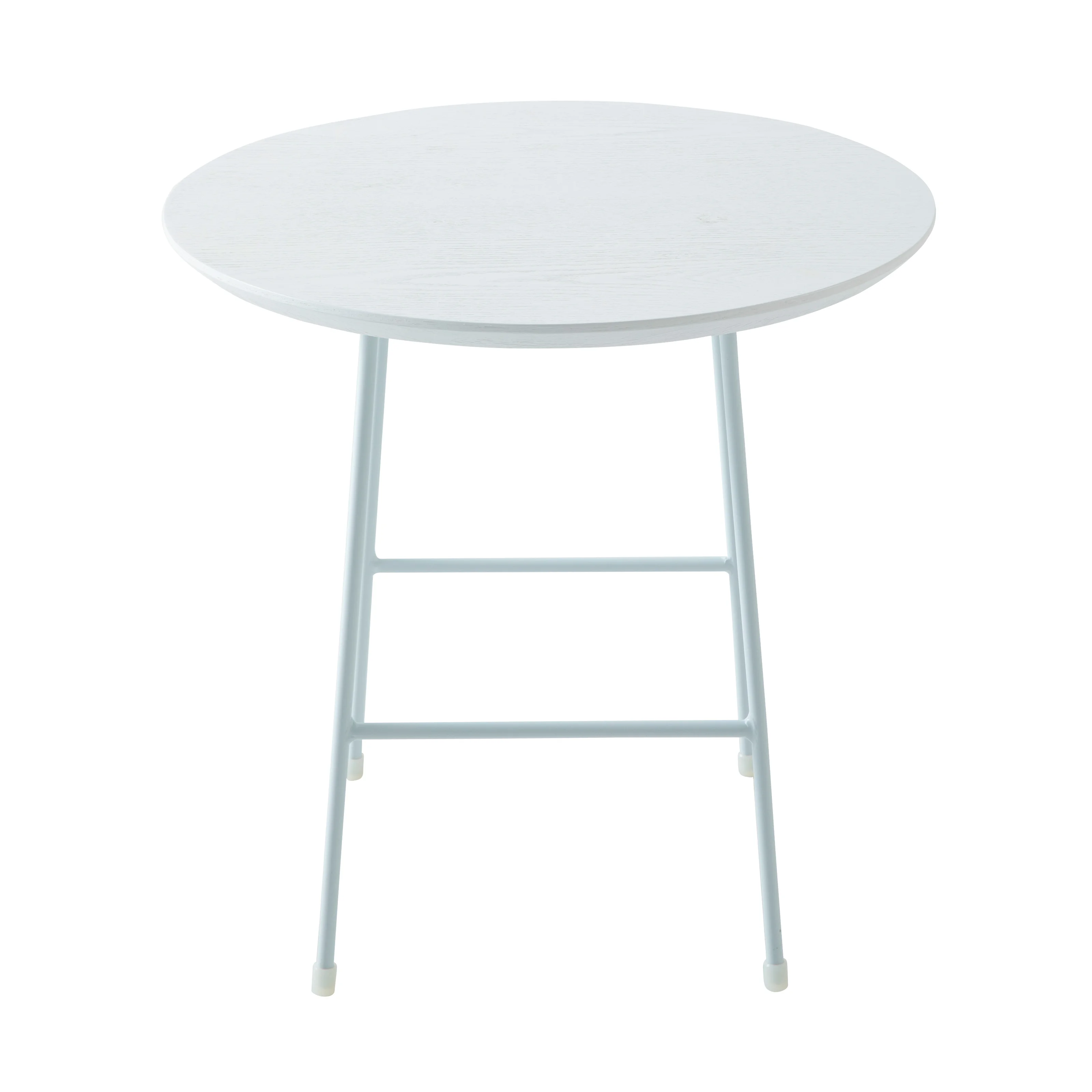 Rossmore Mid Century Modern Round Side Table With White Steel Frame