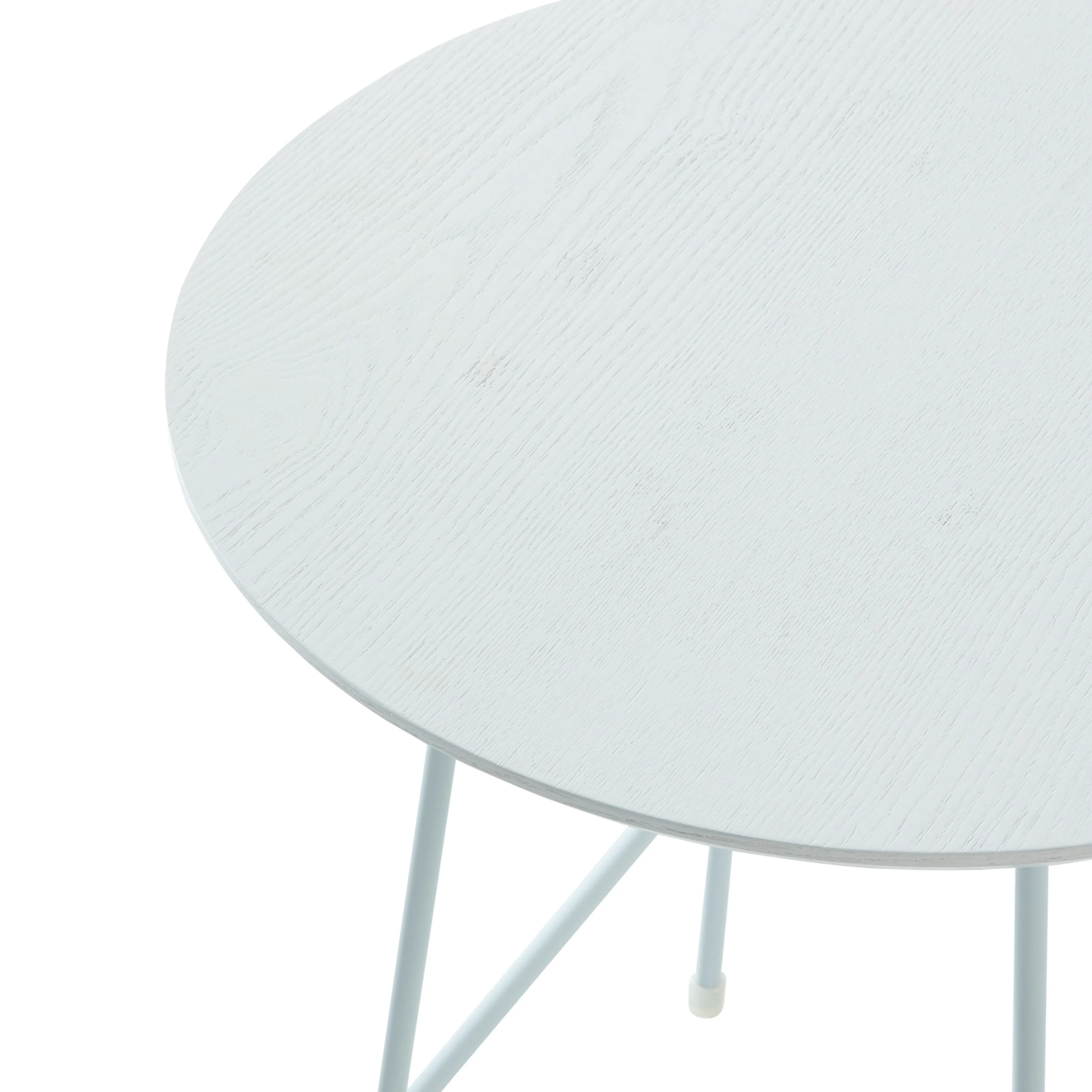 Rossmore Mid Century Modern Round Side Table With White Steel Frame
