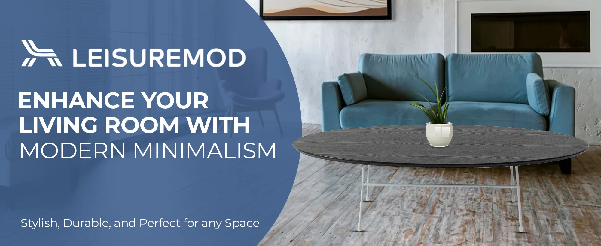 Rossmore Oval Coffee Table with Ash Veneer Top and White Powder Coated Steel Frame in Black