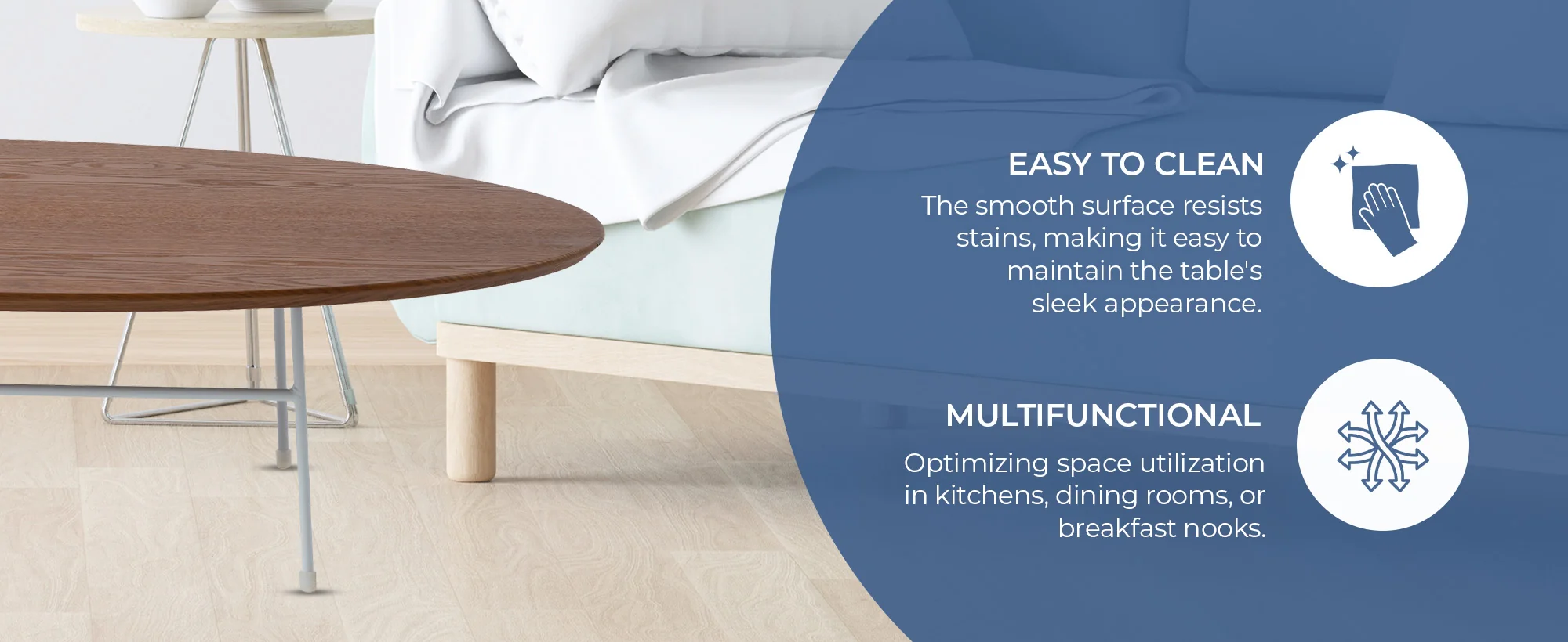 Rossmore Oval Coffee Table with Ash Veneer Top and White Powder Coated Steel Frame in Walnut