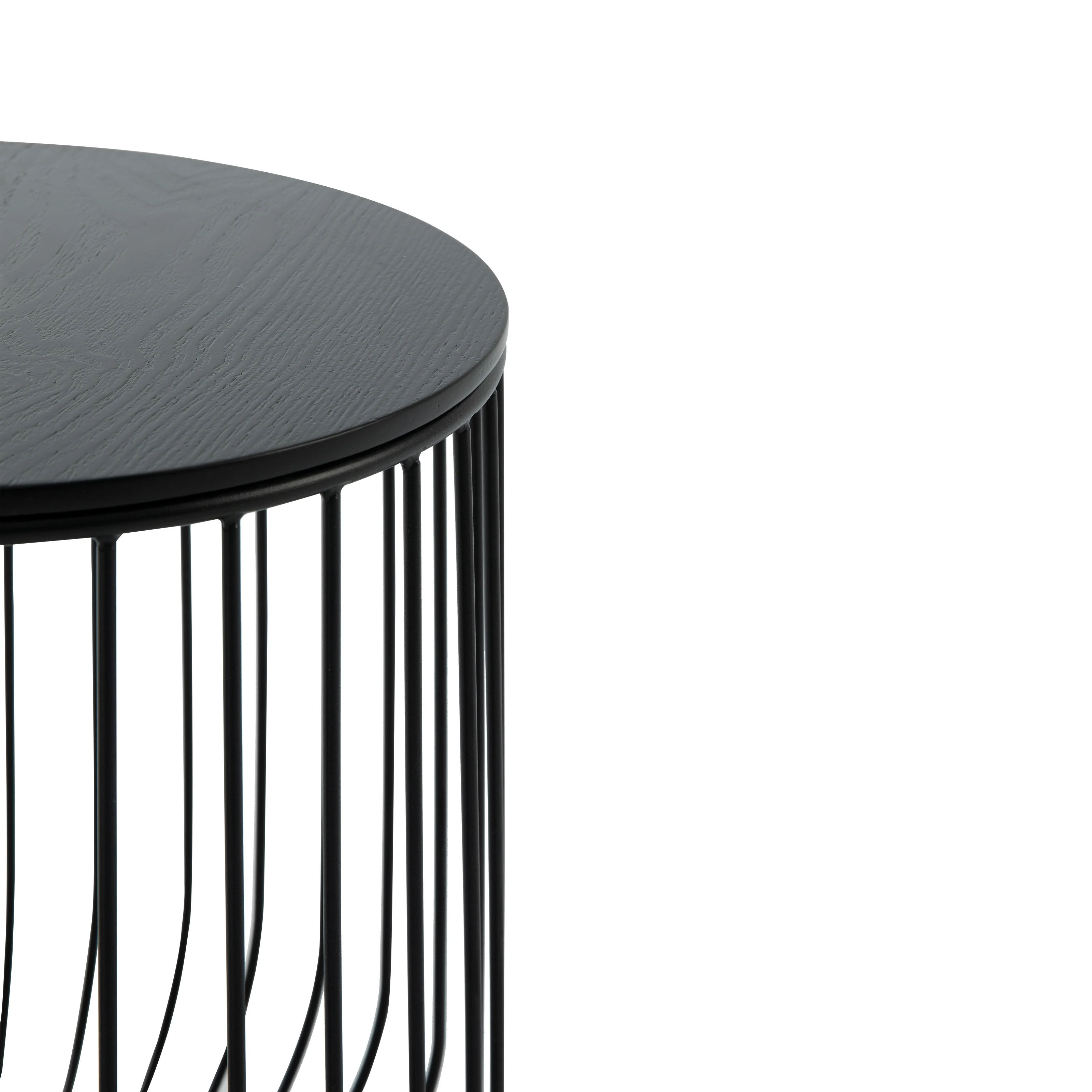 Runswick Modern Wood Top End Table With Metal Base in Black