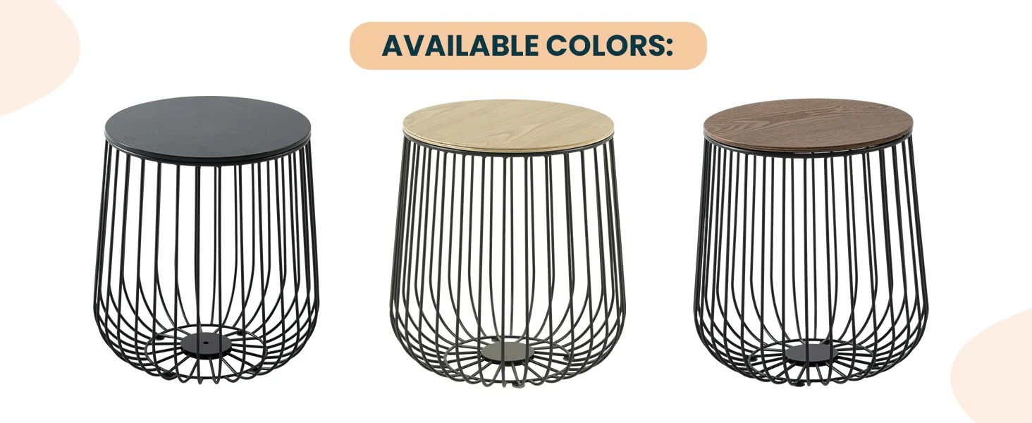 Runswick Modern Wood Top End Table With Metal Base in Natural Wood