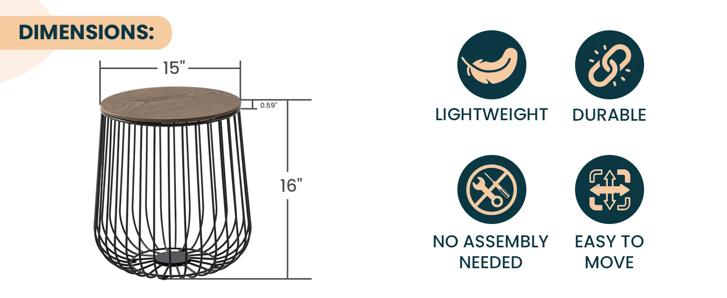 Runswick Modern Wood Top End Table With Metal Base in Walnut