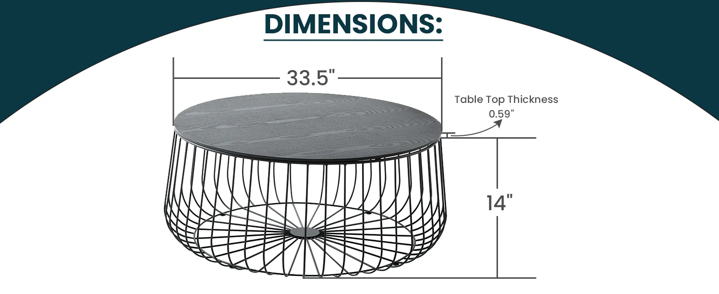 Runswick Modern Wood Top Coffee Table With Metal Base