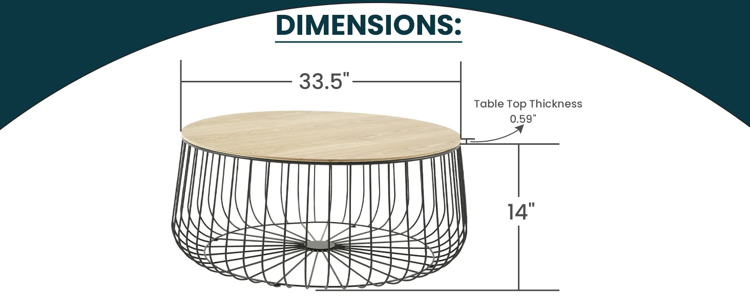 Runswick Modern Wood Top Coffee Table With Metal Base