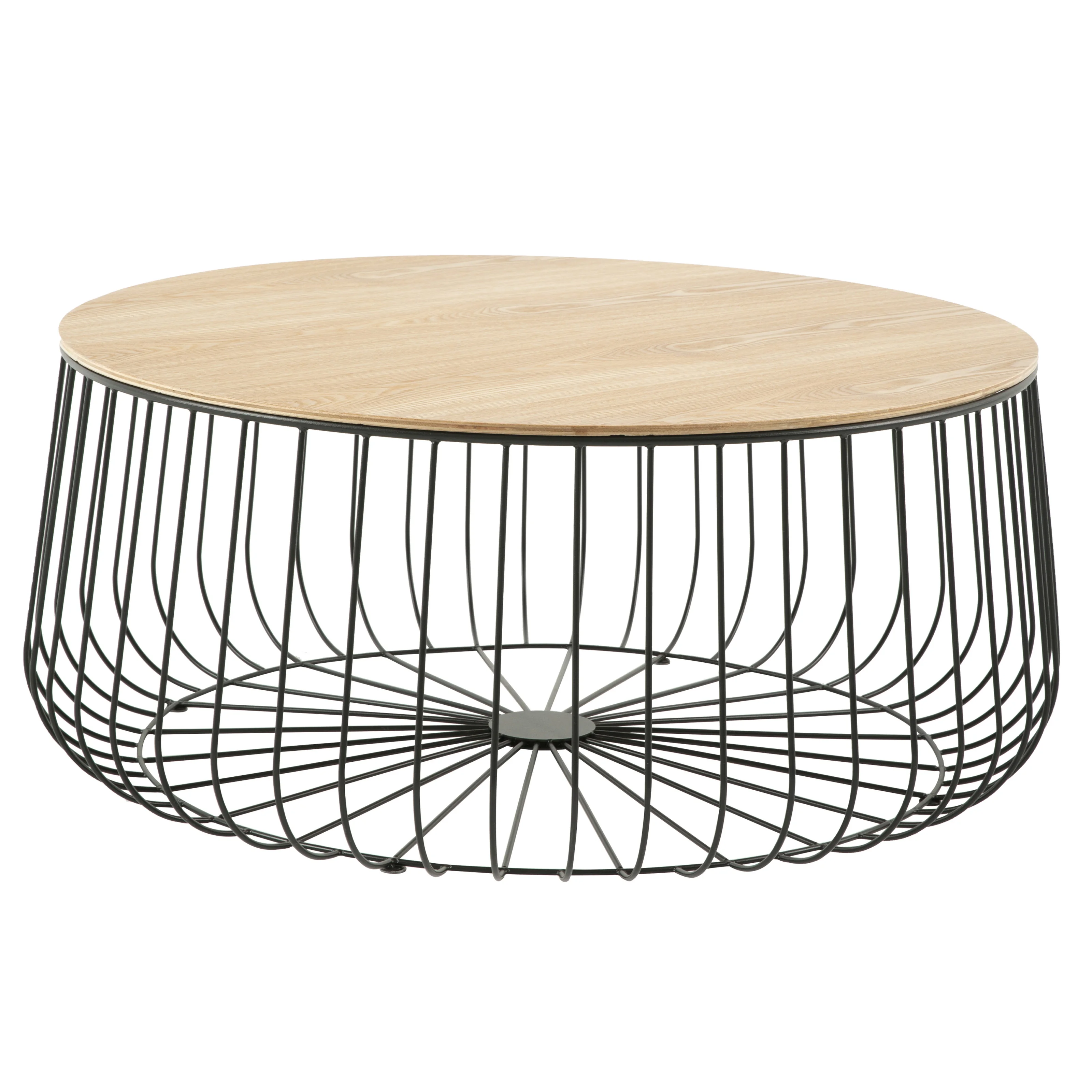 Runswick Modern Wood Top Coffee Table With Metal Base