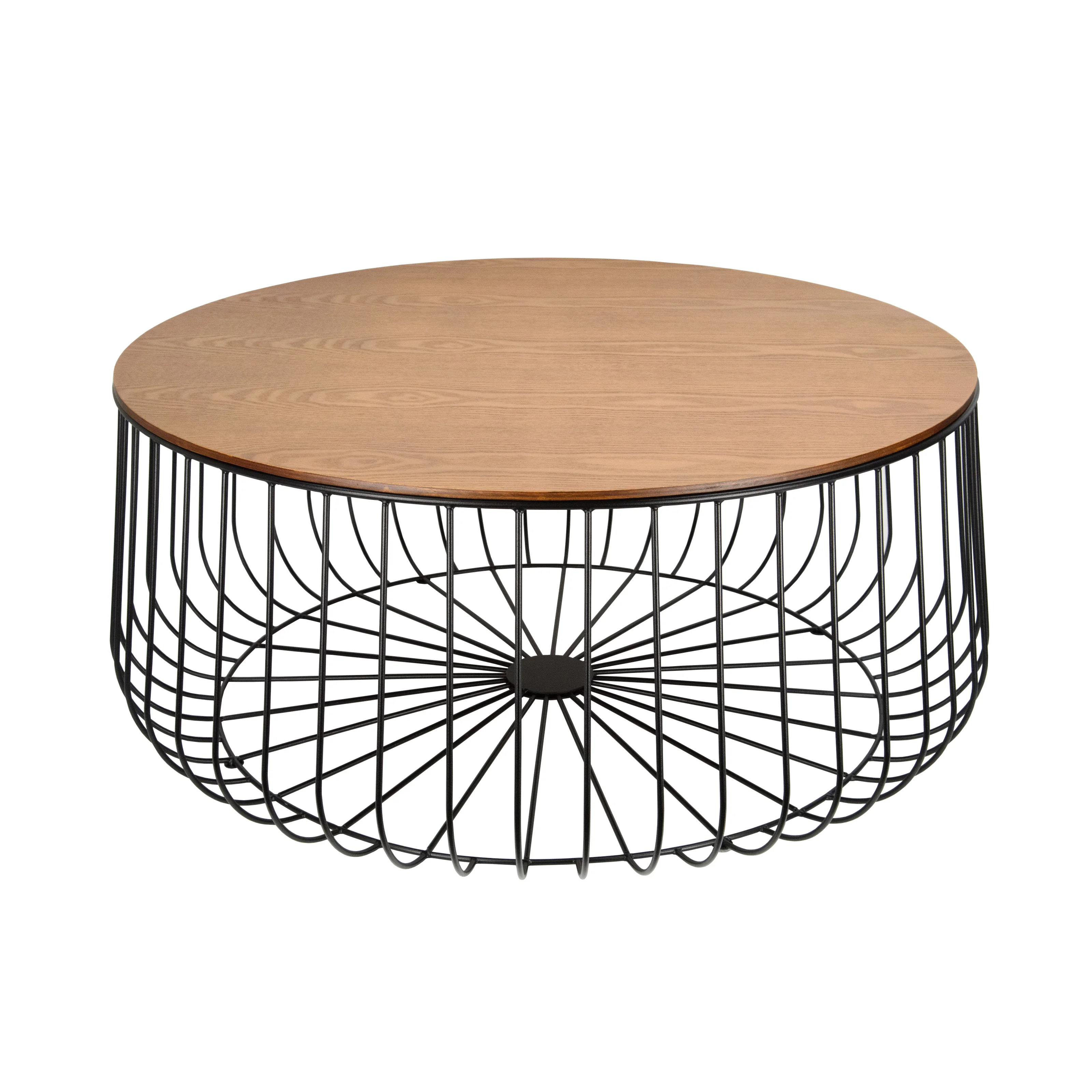 Runswick Modern Wood Top Coffee Table With Metal Base