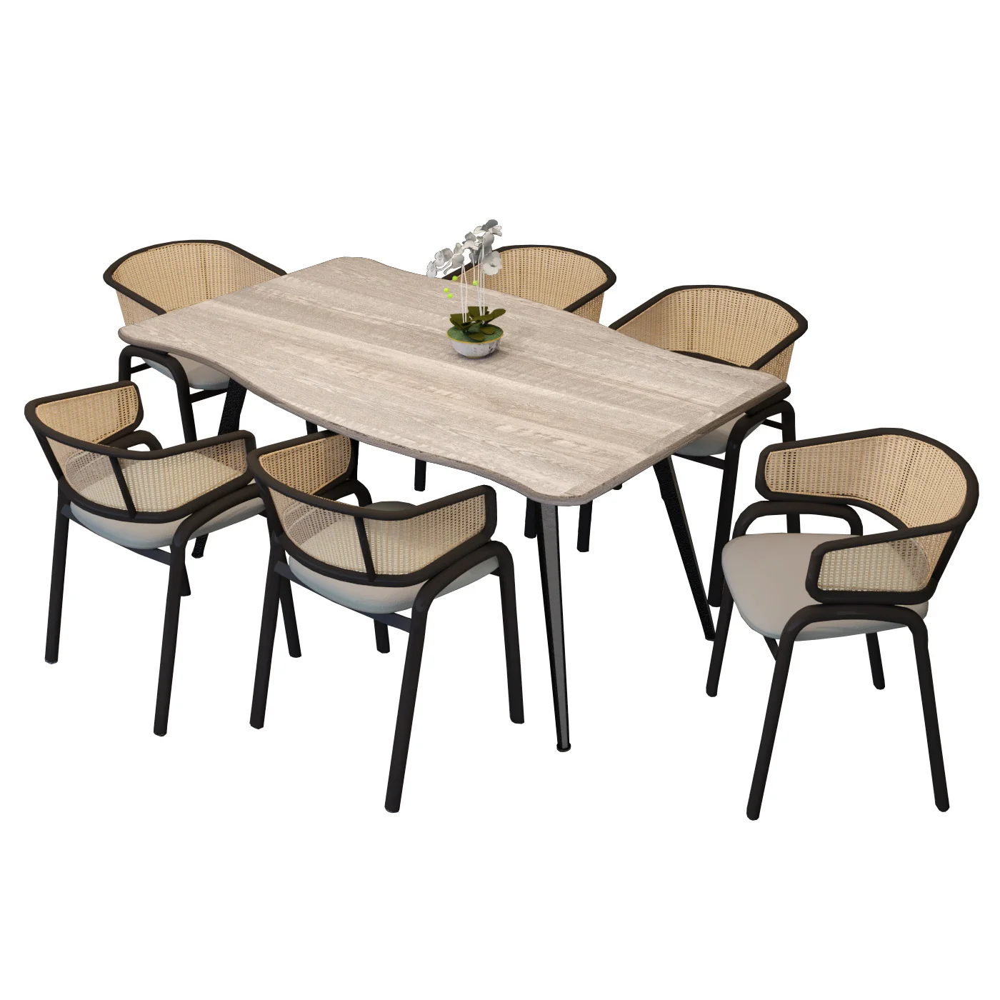 7-pc Dining Set Ravenna Colle...Ervilla Chairs in Sunbleached Grey-Beige