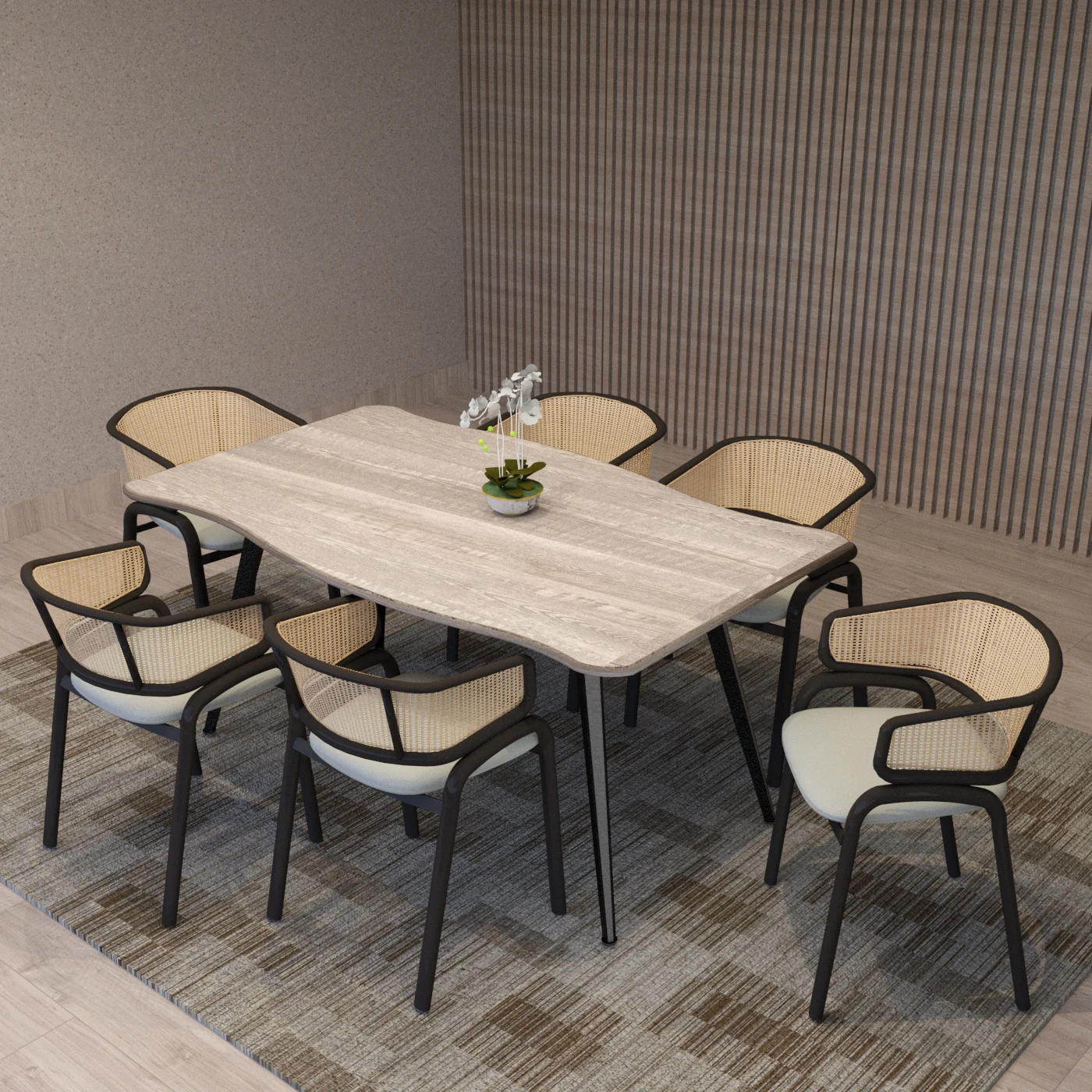 7-pc Dining Set Ravenna Colle...Ervilla Chairs in Sunbleached Grey-Beige