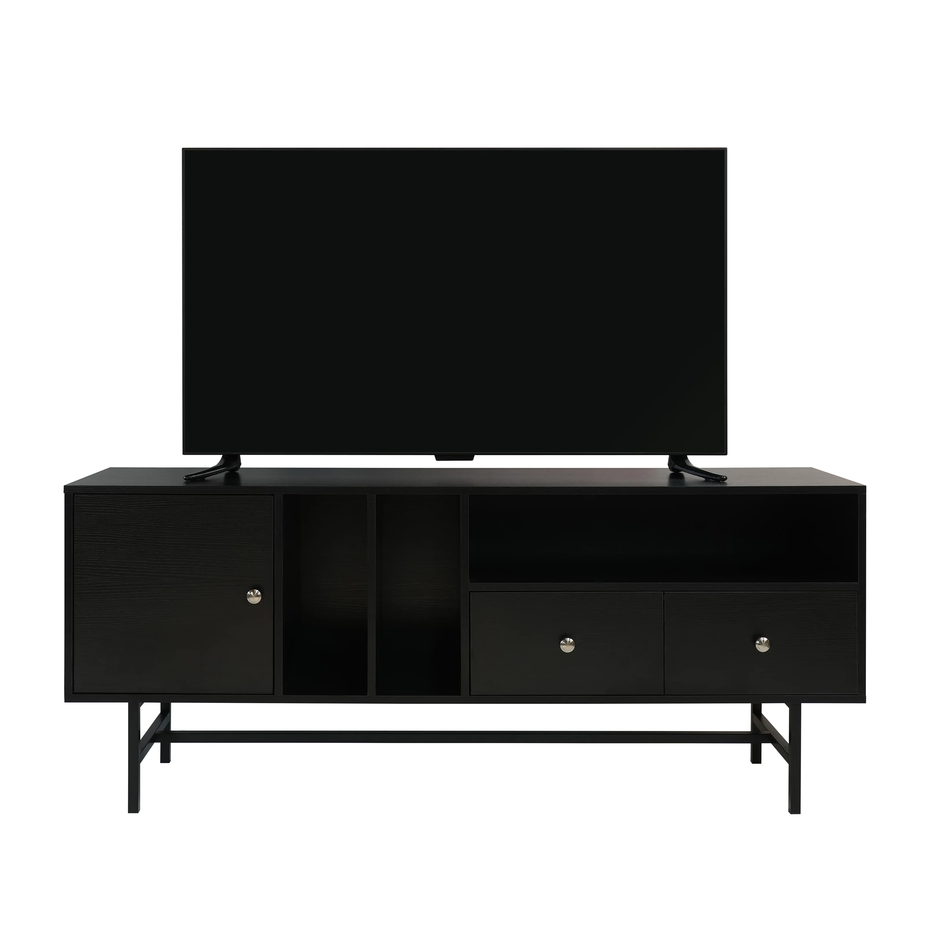 Rochester Modern Rectangular TV Stand with Enclosed Storage and Powder Coated Iron Legs