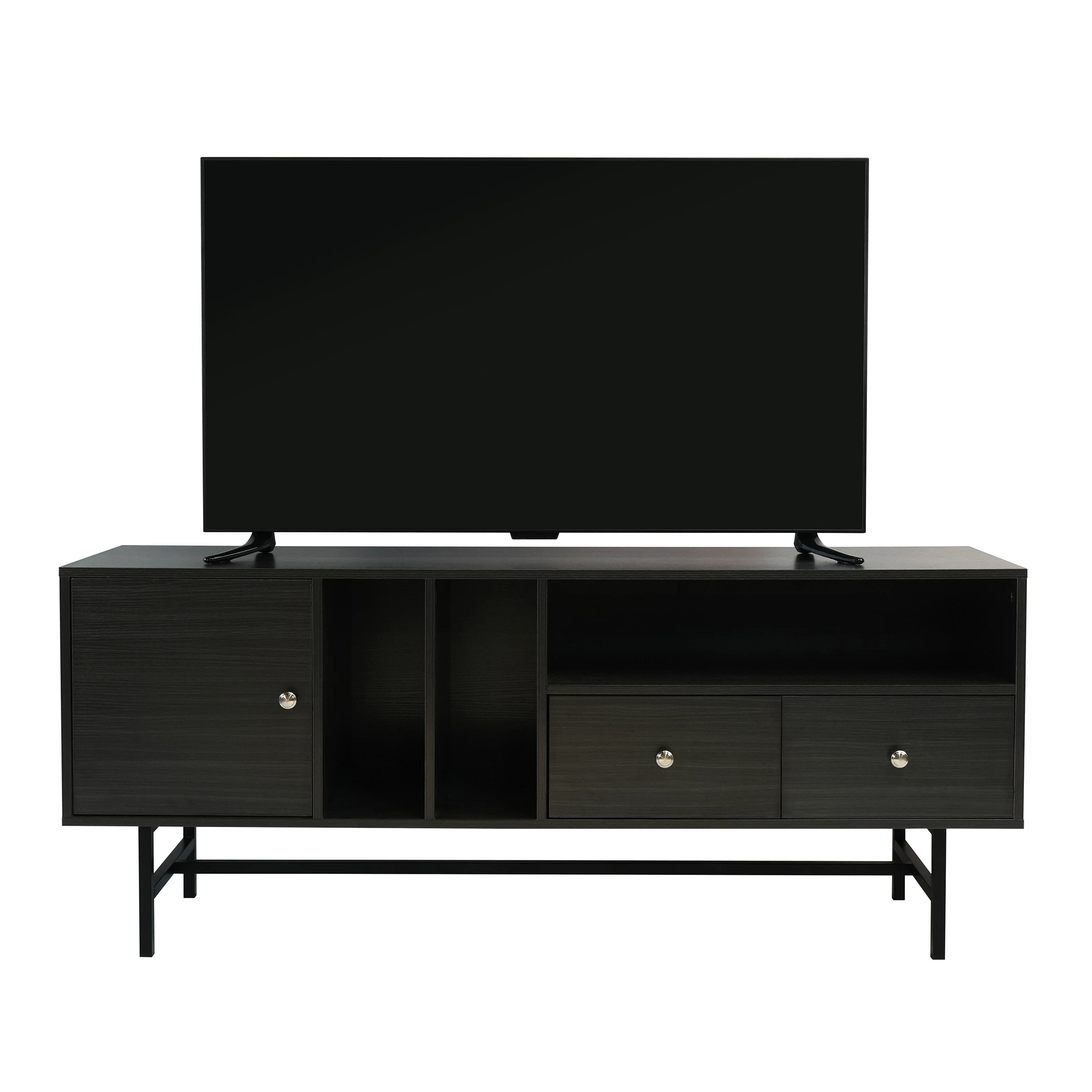 Rochester Modern Rectangular TV Stand with Enclosed Storage and Powder Coated Iron Legs