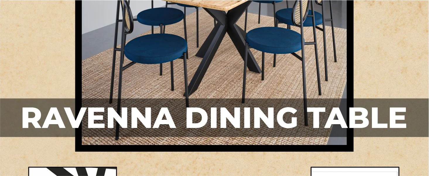 Ravenna 63" Rectangular Wood Dining Table With Modern Metal Base
