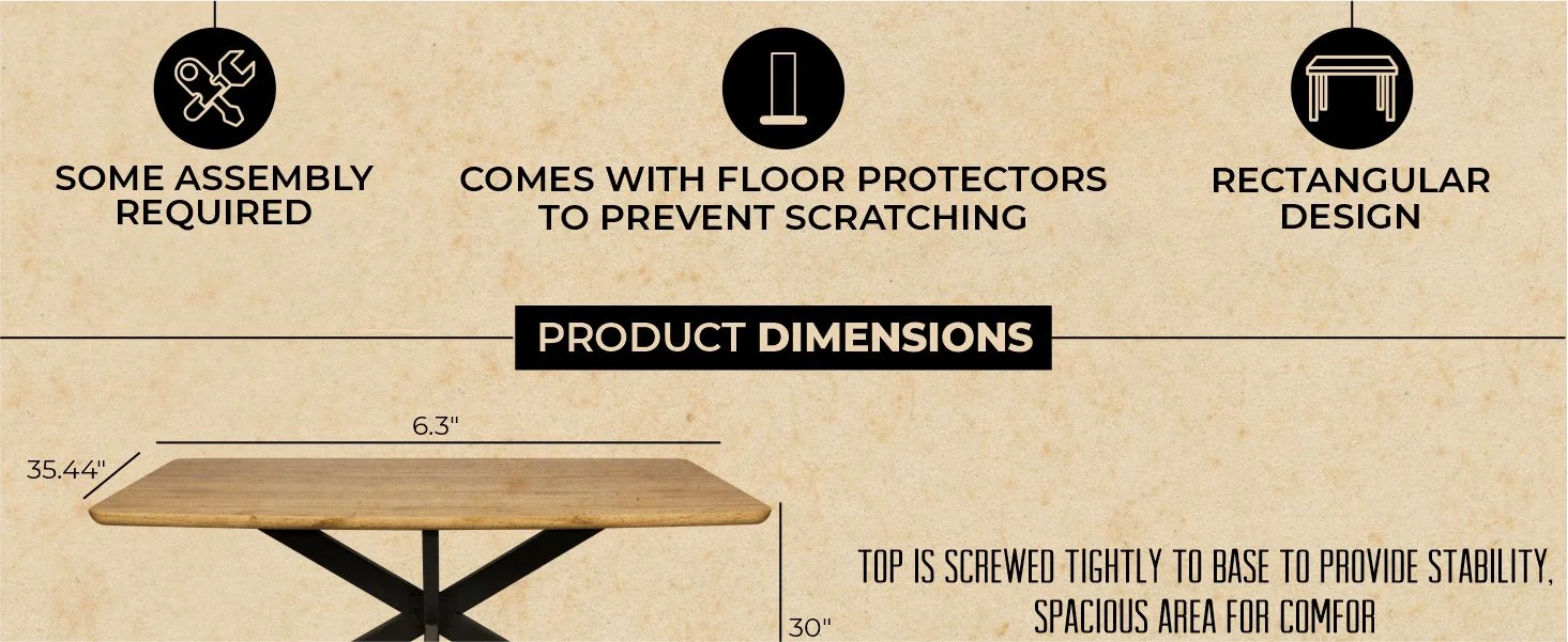 Ravenna 63" Rectangular Wood Dining Table With Modern Metal Base