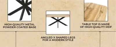 Ravenna 63" Rectangular Wood Dining Table With Modern Metal Base