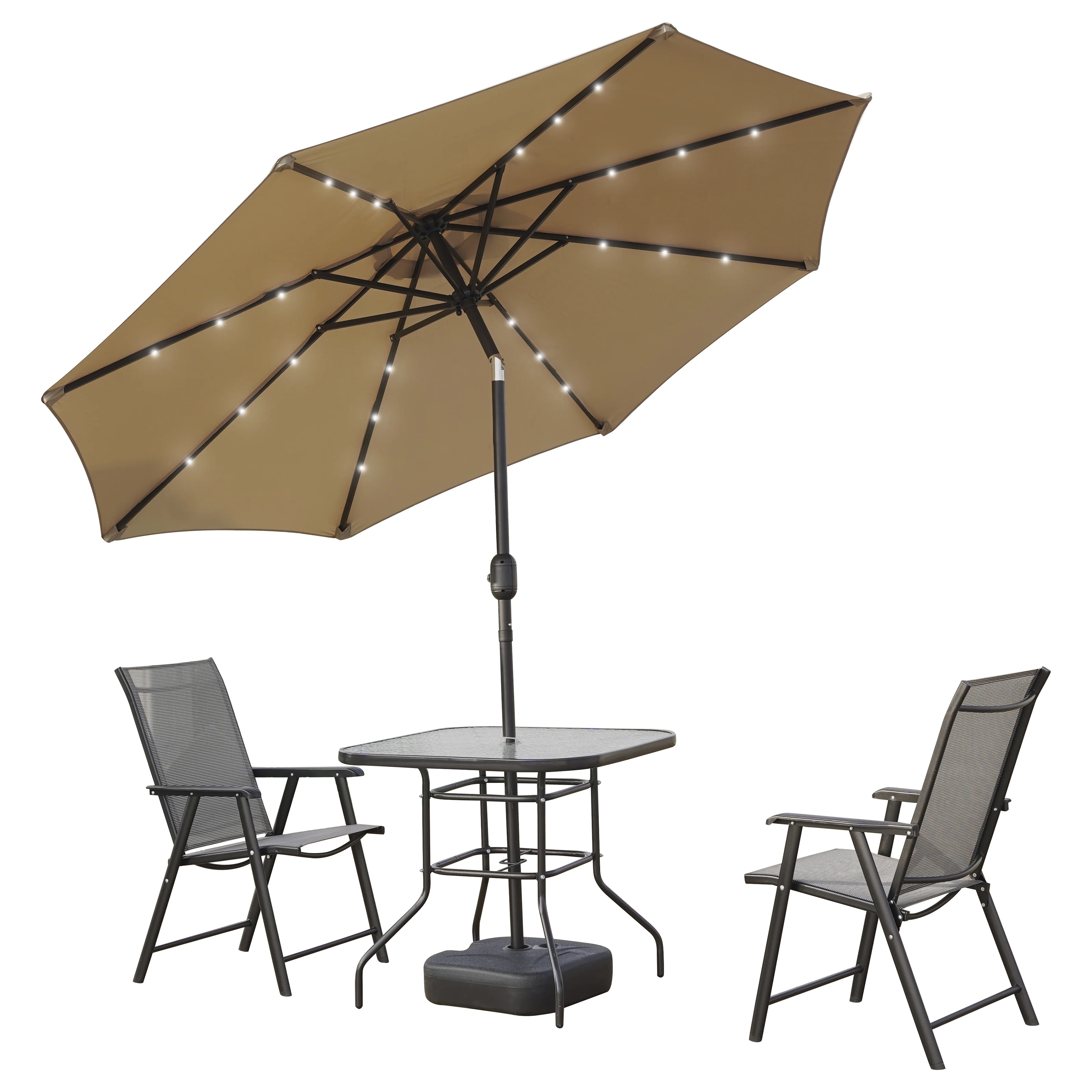 Sierra Outdoor Patio Umbrella with Base in Beige