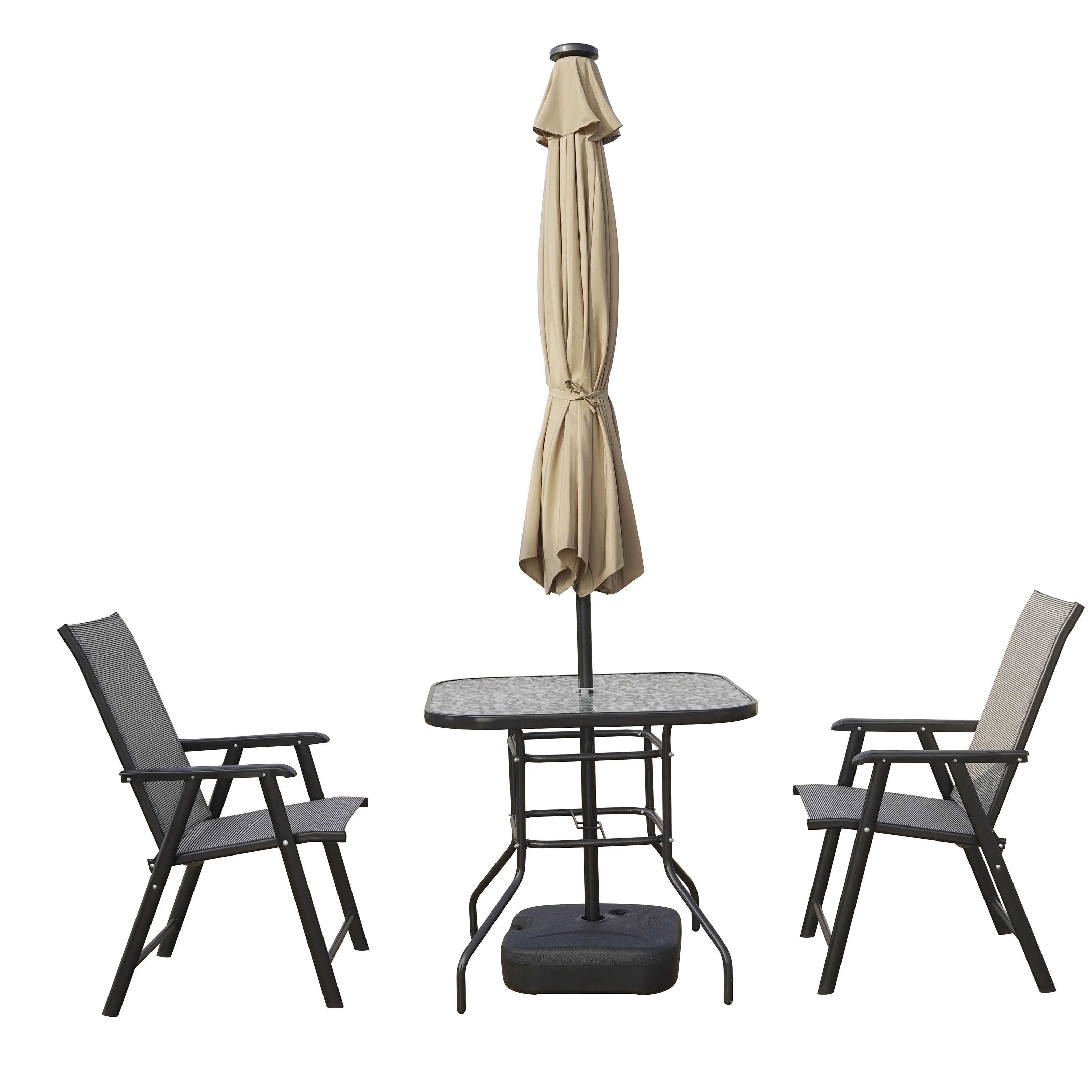 Sierra Outdoor Patio Umbrella with Base in Beige