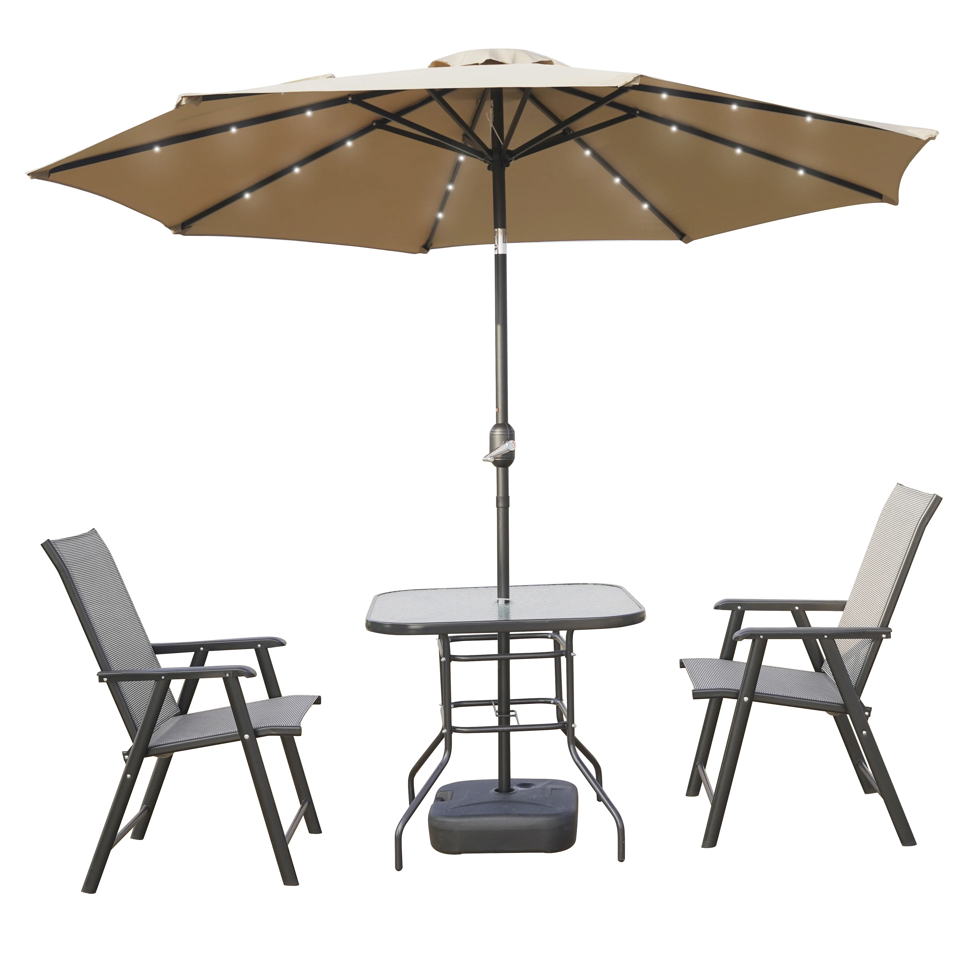 Sierra Outdoor Patio Umbrella with Base in Beige