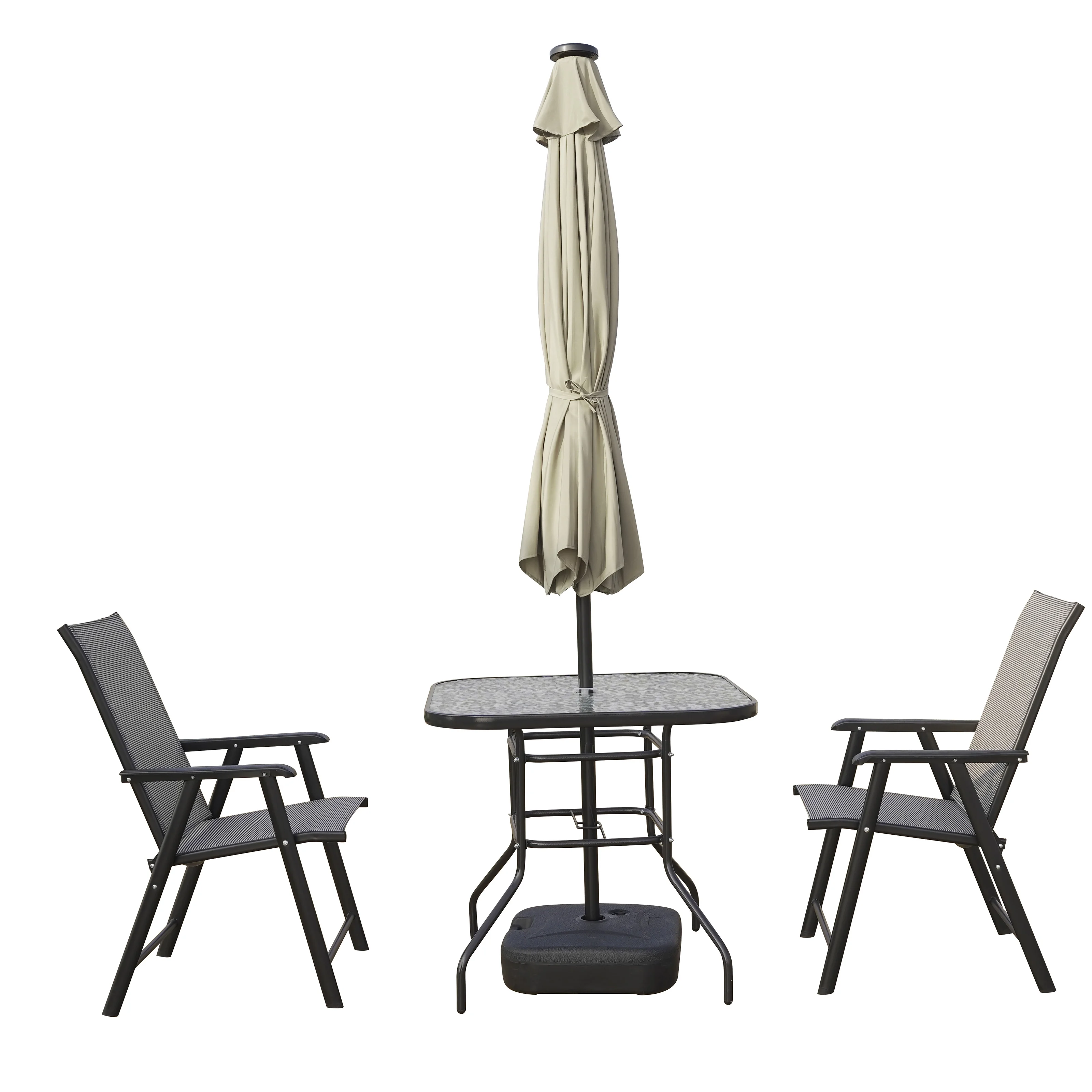 Sierra Outdoor Patio Umbrella with Base in Cream