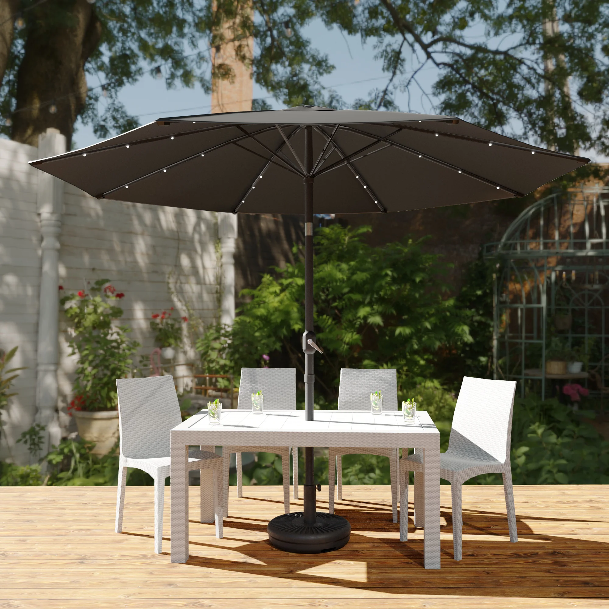 Sierra Outdoor Patio Umbrella with Base in Gray