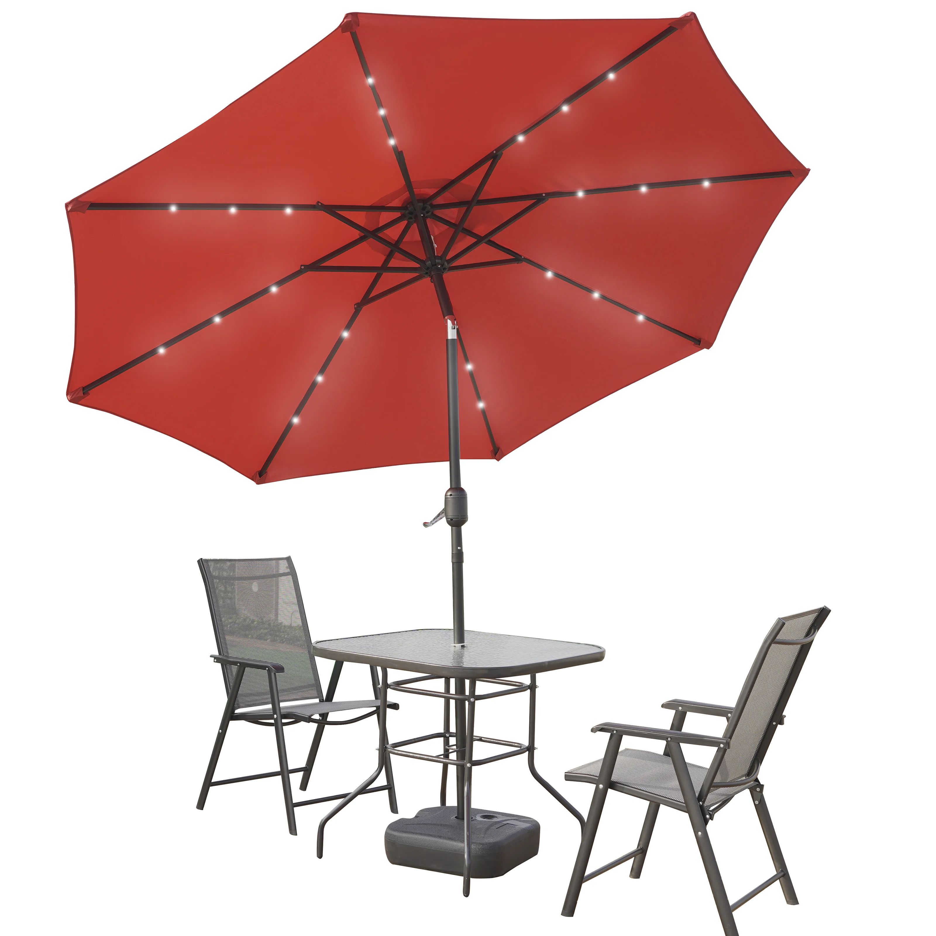 Sierra Outdoor Patio Umbrella with Base in Red