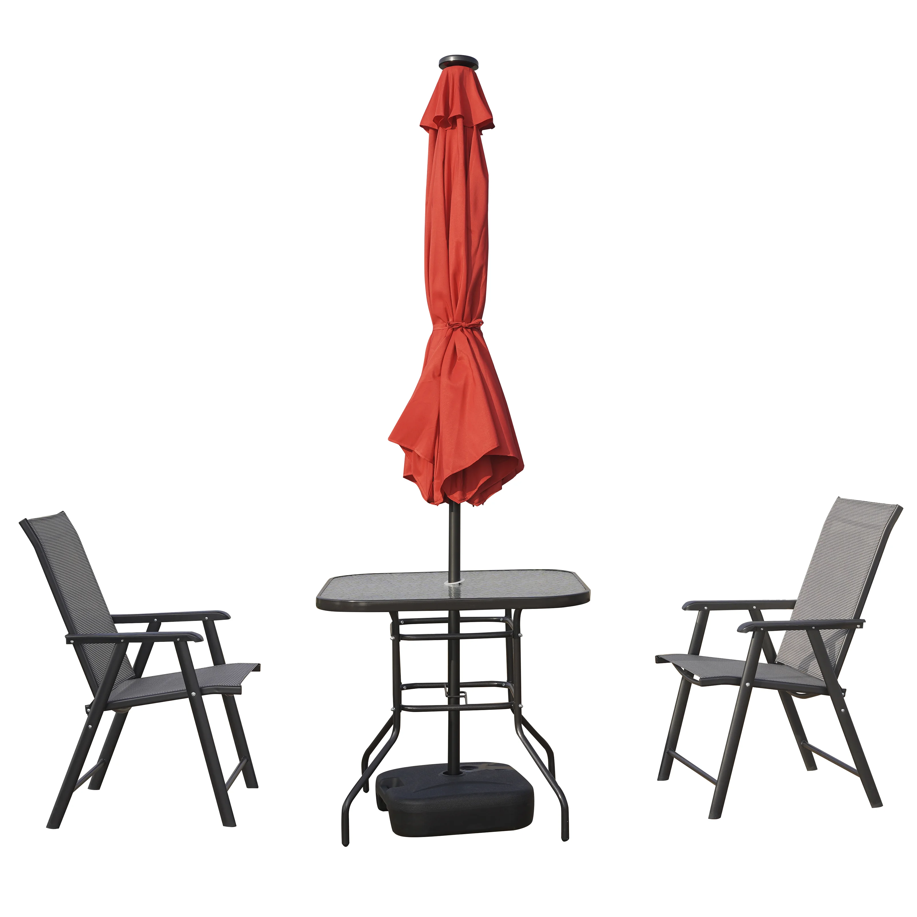 Sierra Outdoor Patio Umbrella with Base in Red