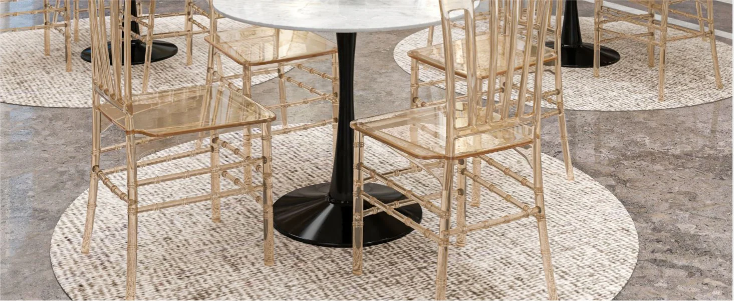 Synth Series Modern Dining Chair in Amber Set of 2