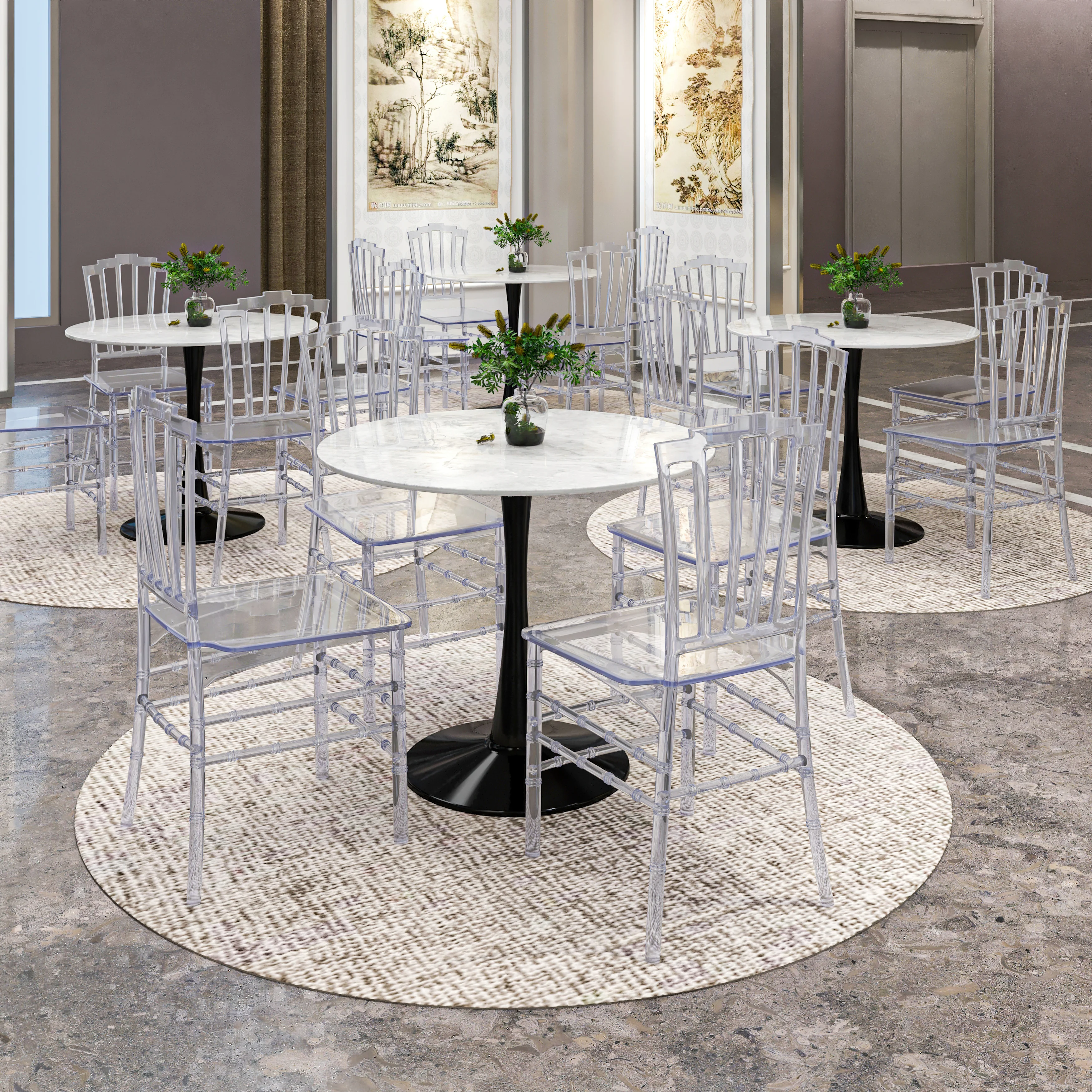 Synth Series Modern Dining Chair in Clear Set of 2