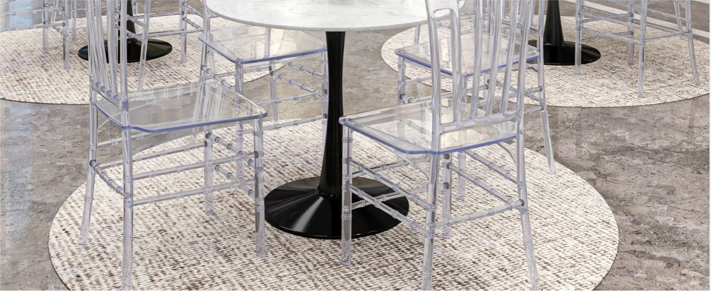 Synth Series Modern Dining Chair in Clear Set of 4