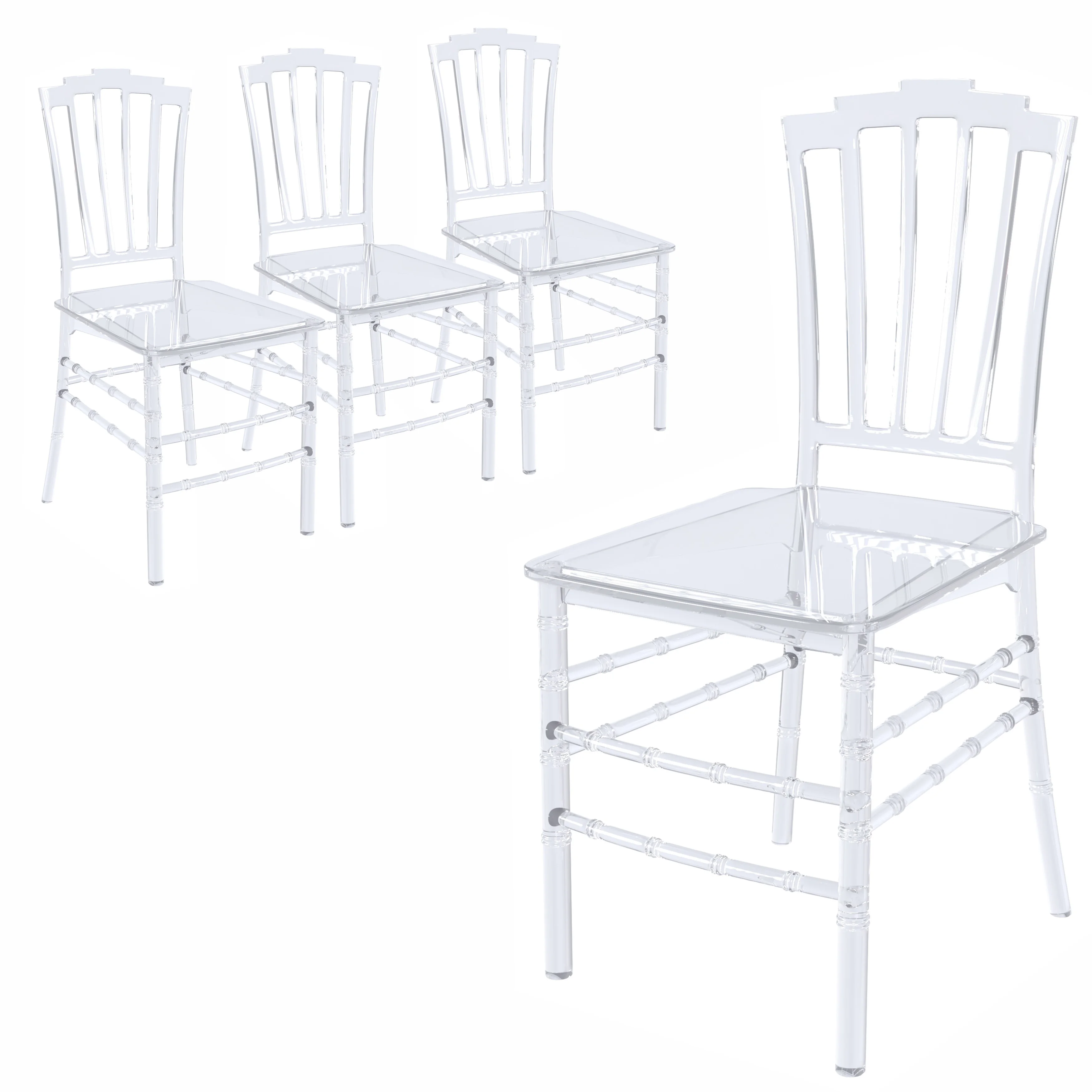 Synth Series Modern Dining Chair in Clear Set of 4