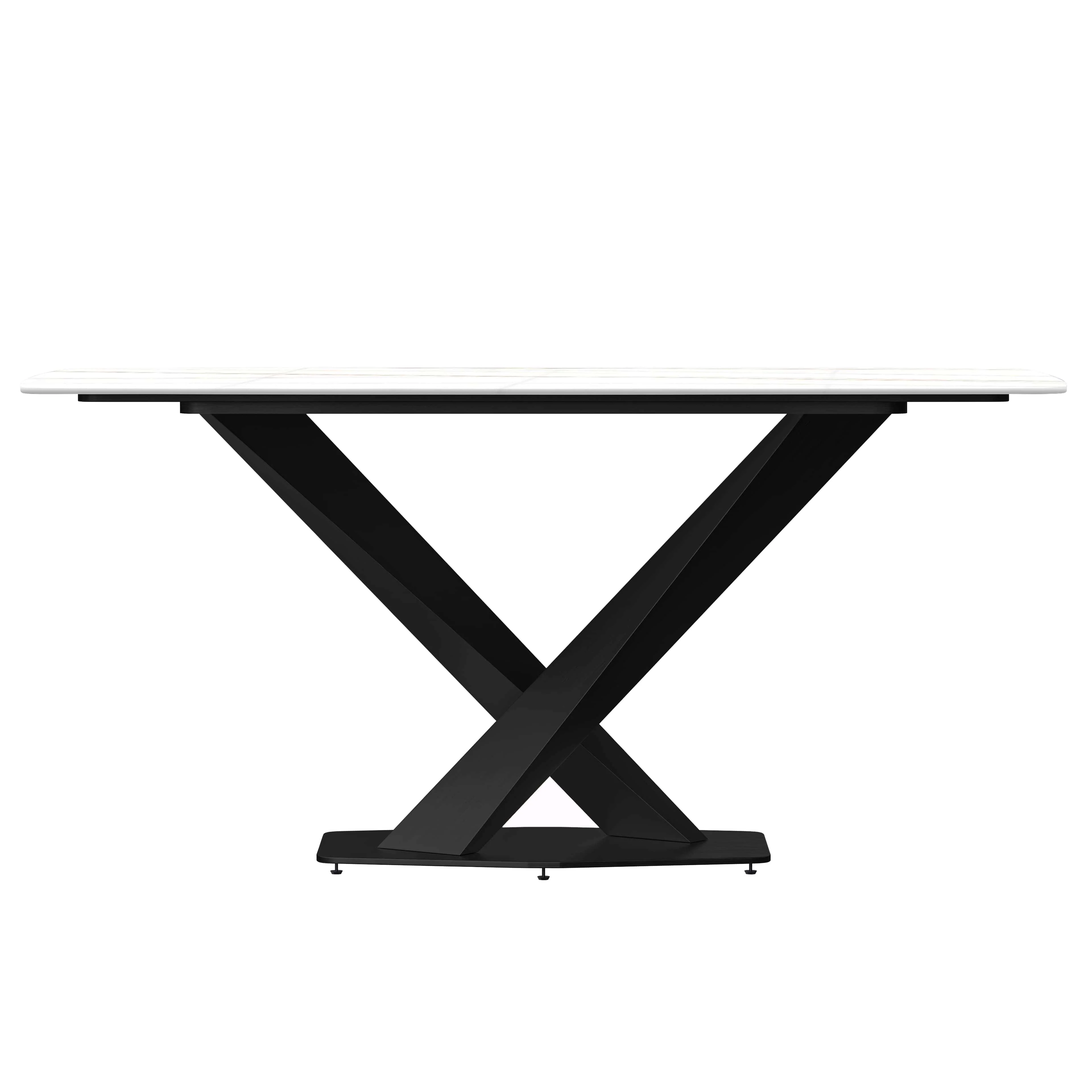 7-Piece Dining Set with Rectangular Sintered Stone Dining Table and 6 Upholstered Dining Chairs