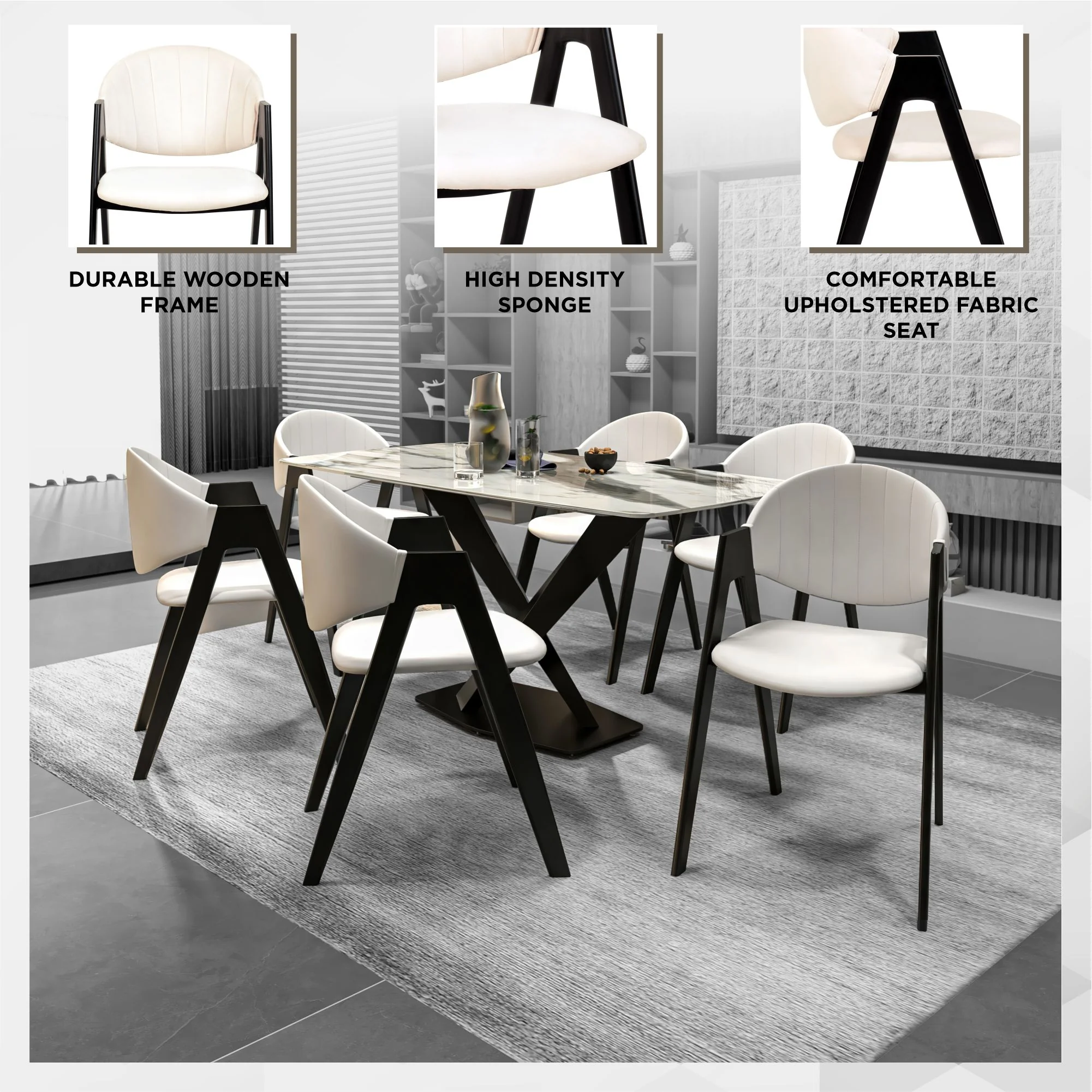 Savor Collection Modern Dining Chair in White
