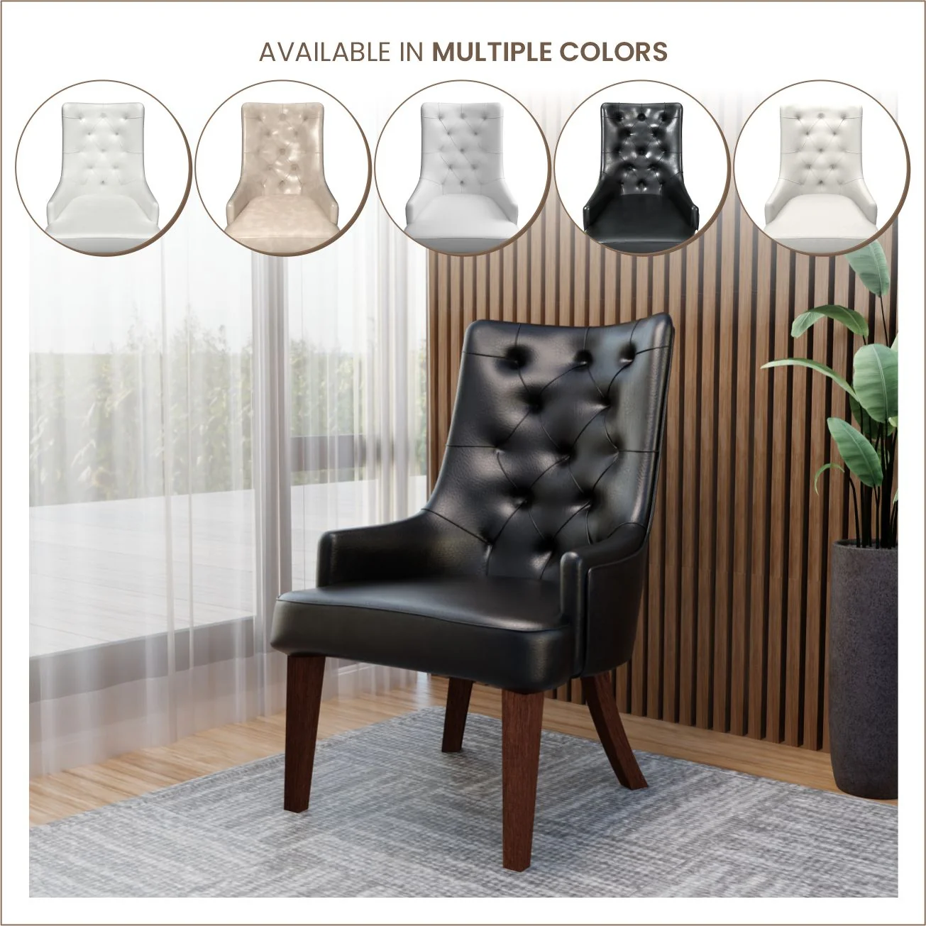 Spruce Collection Modern Wooden Dining Chair in Charcoal Grey Set of 2