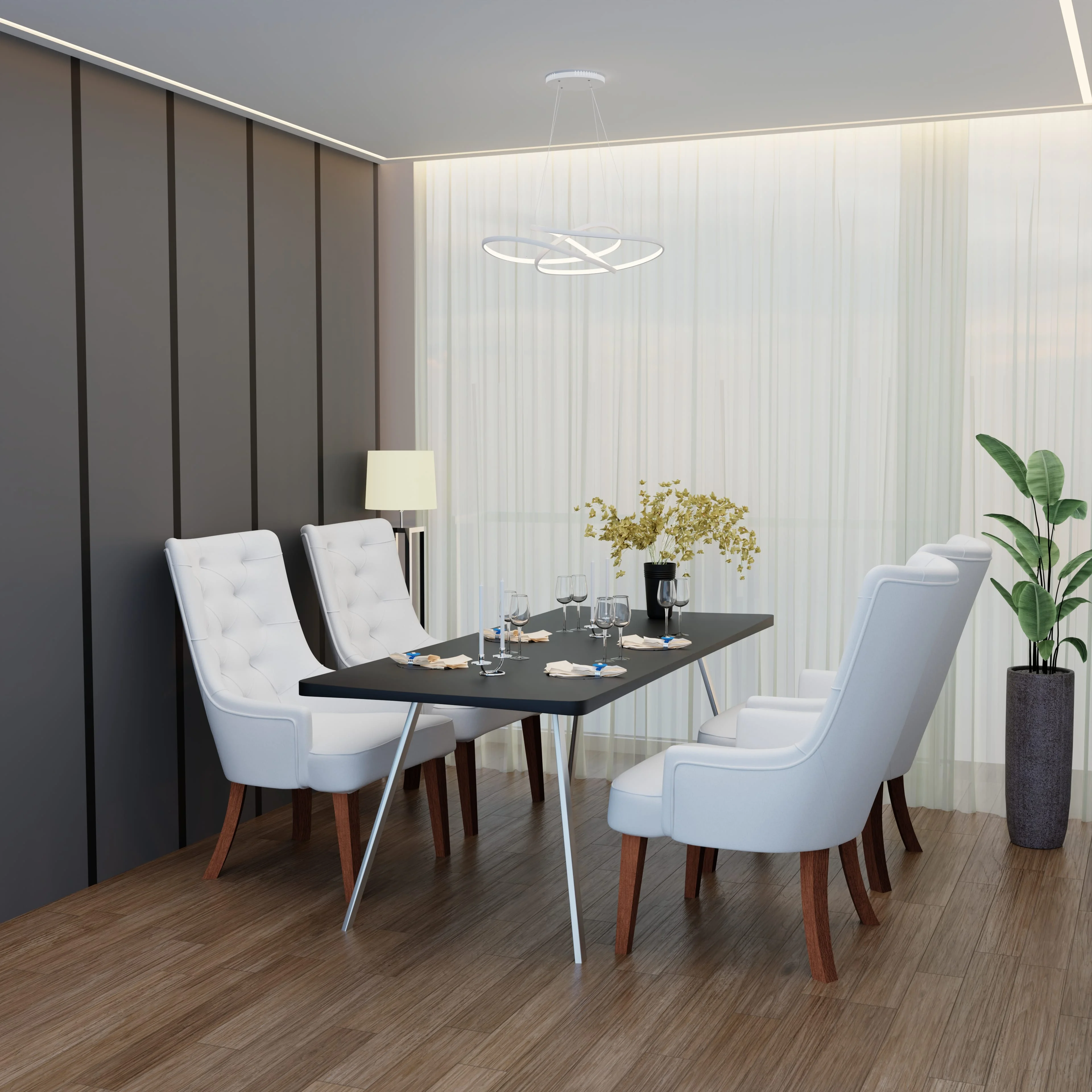 Spruce Collection Modern Wooden Dining Chair in Light Grey