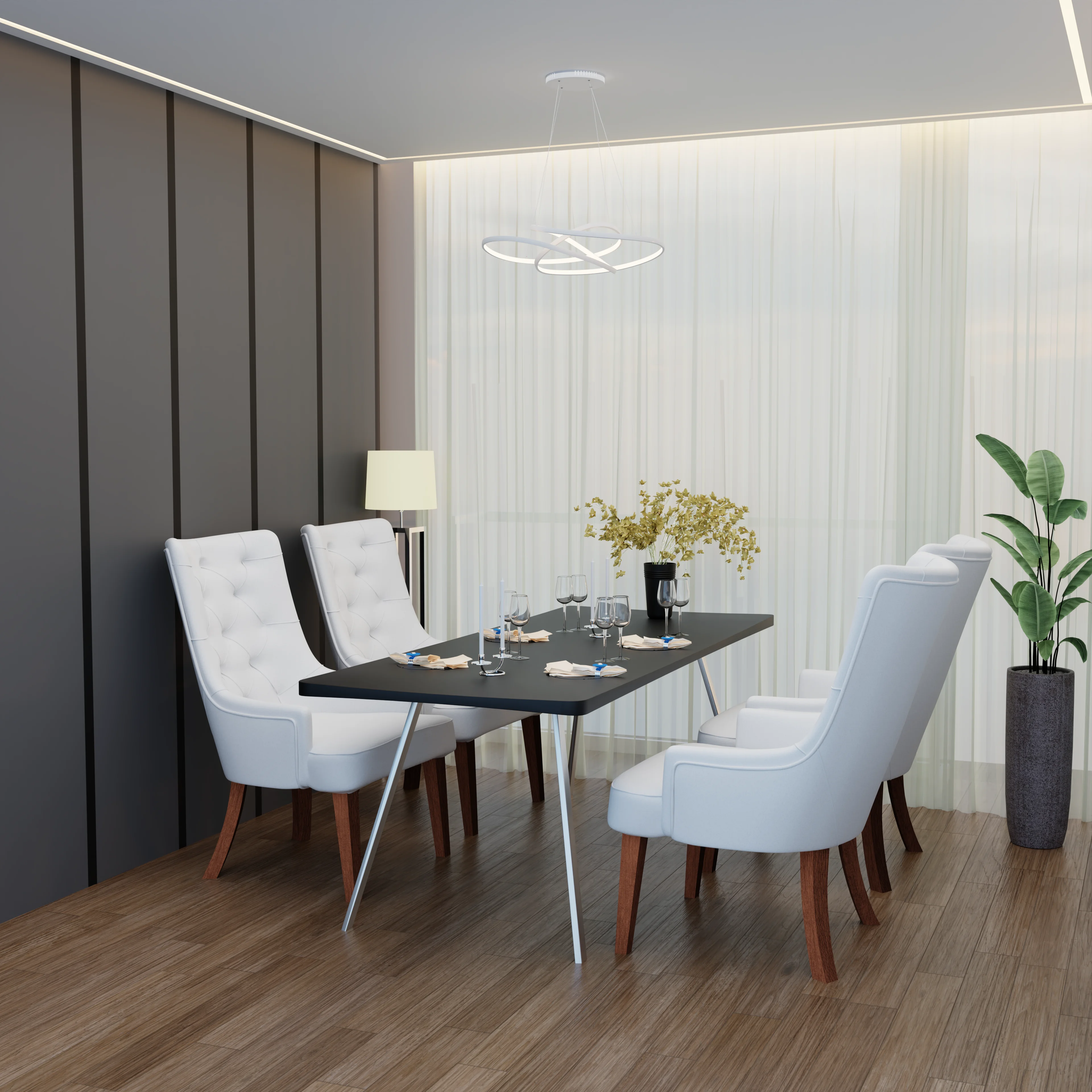 Spruce Collection Modern Wooden Dining Chair in Light Grey