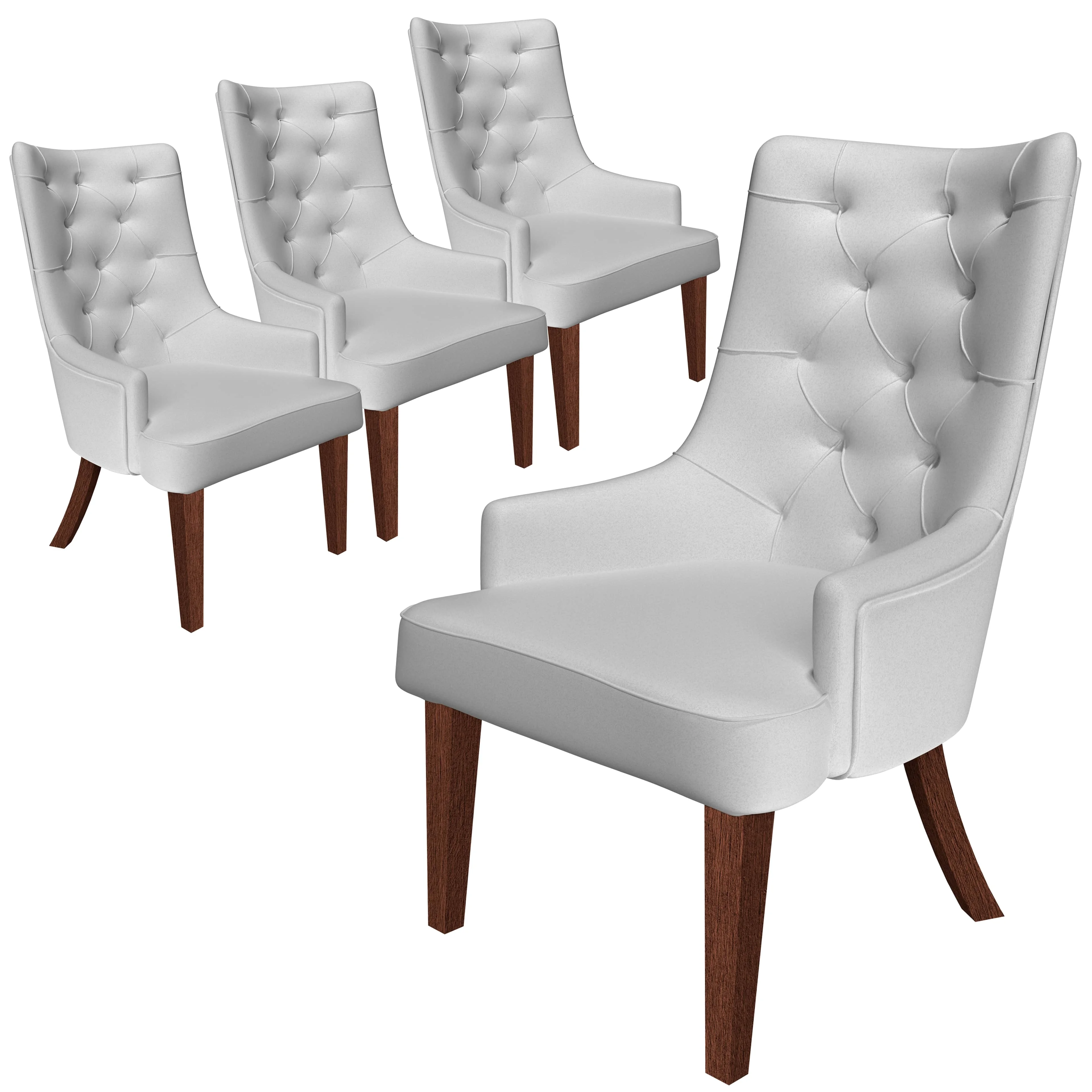 Spruce Collection Modern Wooden Dining Chair in Light Grey Set of 4