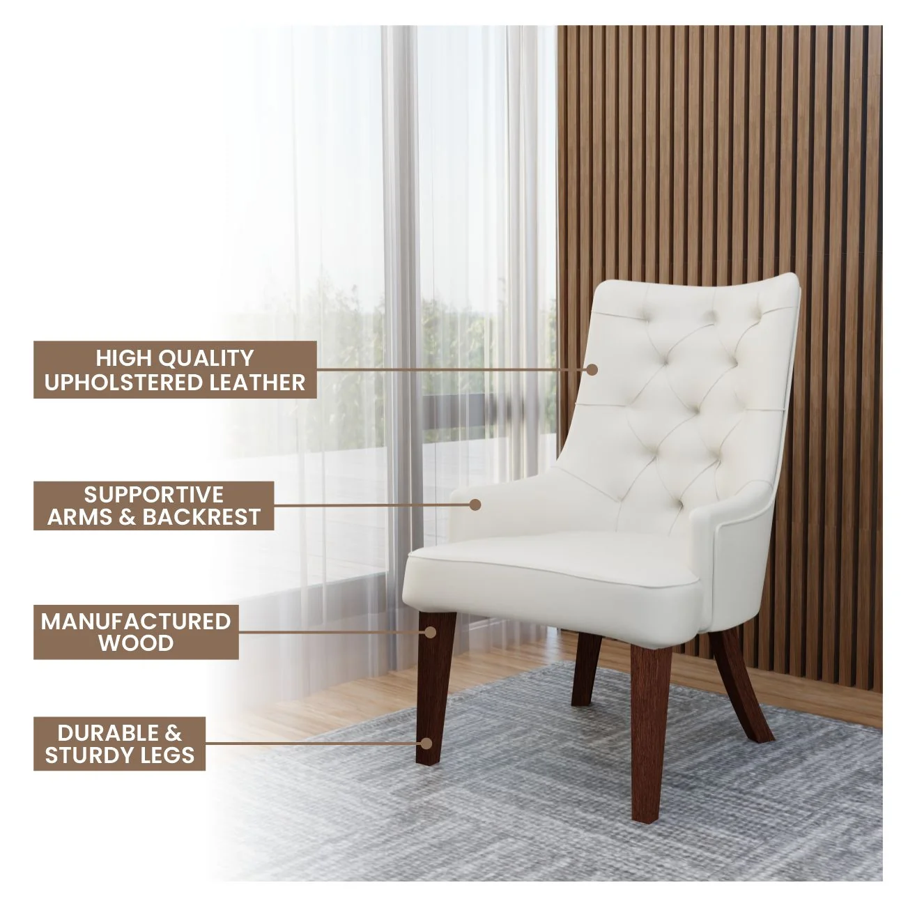 Spruce Collection Modern Wooden Dining Chair in White